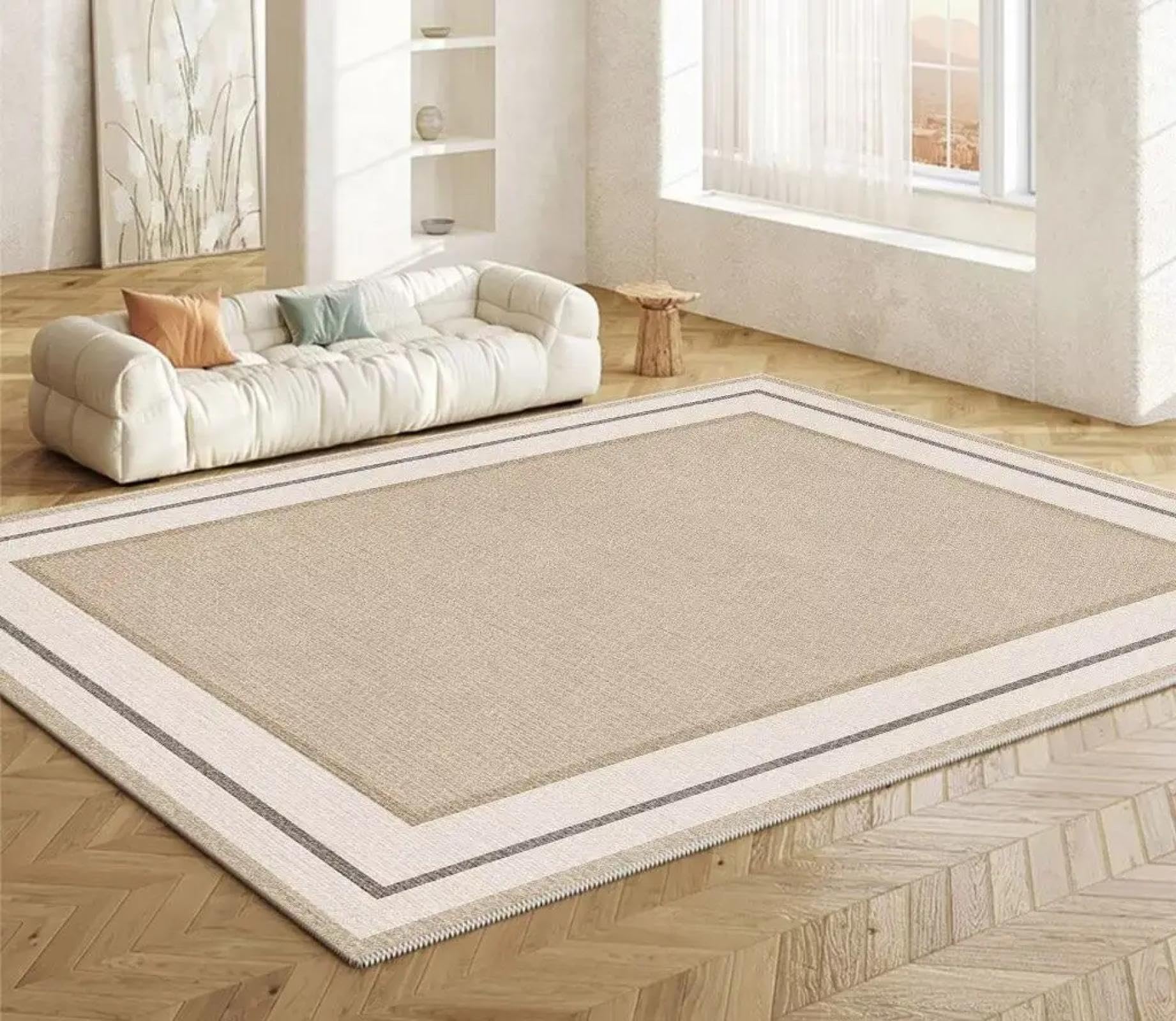 Tapis de Salon Grand Format 160x230 cm Style Nordique à Poils Bouclés Décoration Canapé et Chambre