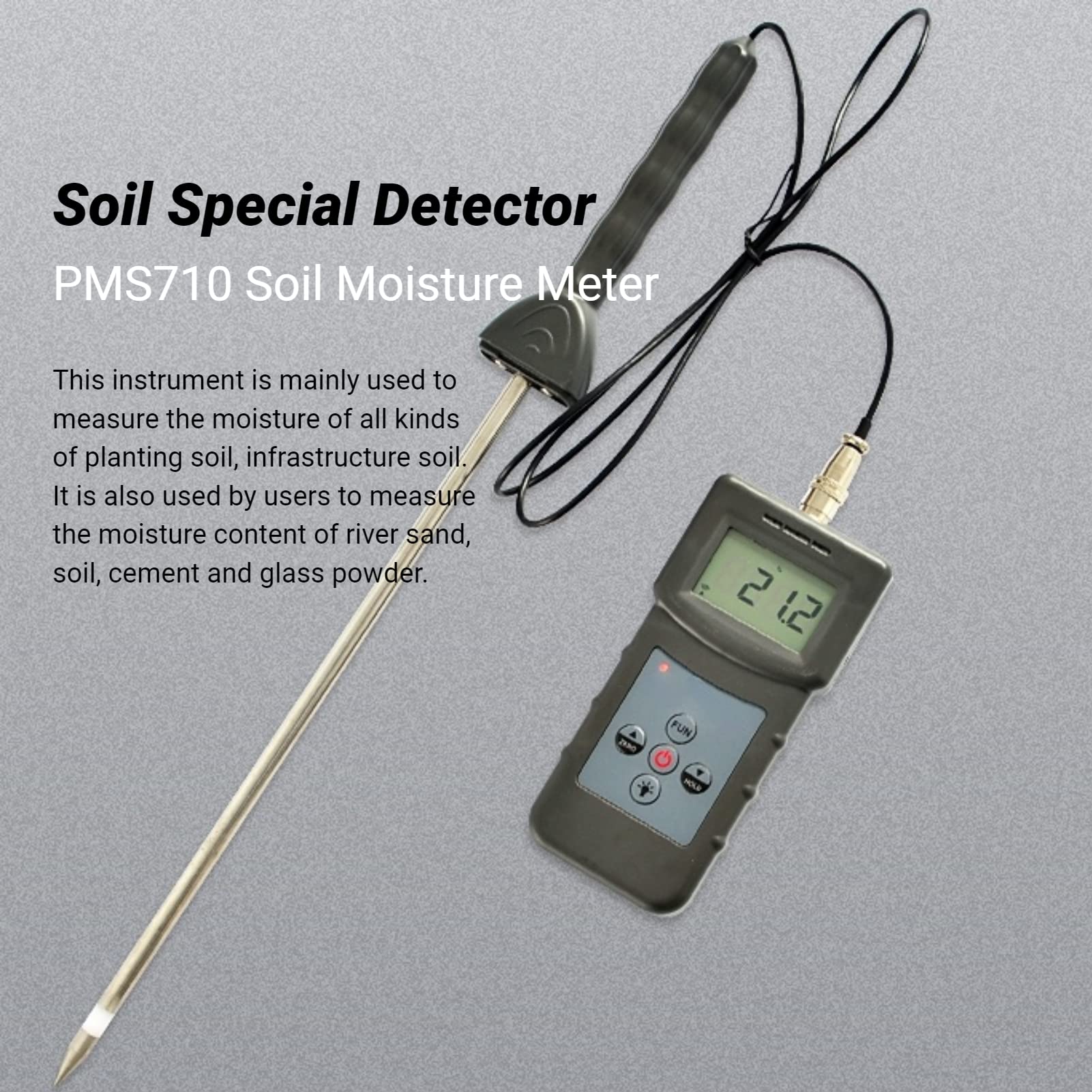 Medidor de Humedad del Suelo Pantalla Digital ABS Apagado Manual Medidor de Humedad del Suelo, para plantación agrícola, para producción Industrial, para Suministro de jardín, para