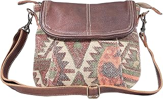 Myra Bag Crack Flap Upcycled Canvas & Leather Crossbody Bag S-1622