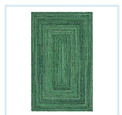HOUSINE Home Decor Environment Friendly Rectangle Handwoven Jute Design Rug, Natural Fibers, Braided Reversible Carpet for Living & Bedroom, Dining Room (100% - Green Cotton, 6 x 9 feet)