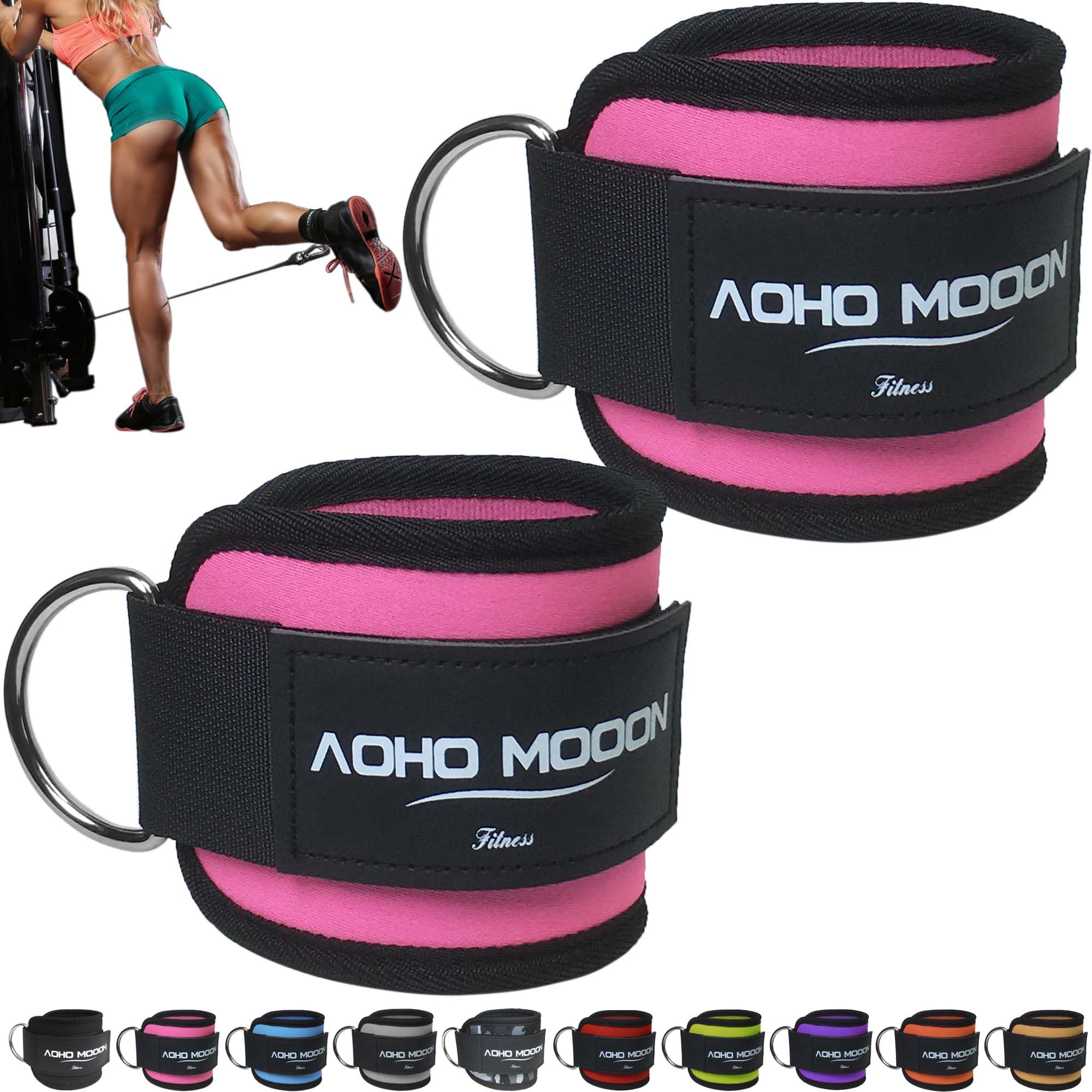 AOHO MOOON Comfortable Adjustable Ankle Straps for Cable Machines Women, Gym Workout Leg Strap, Glute Cuff, Ankle Cuffs for Glute Workouts, Foot Straps for Kickback, One Size Fit All