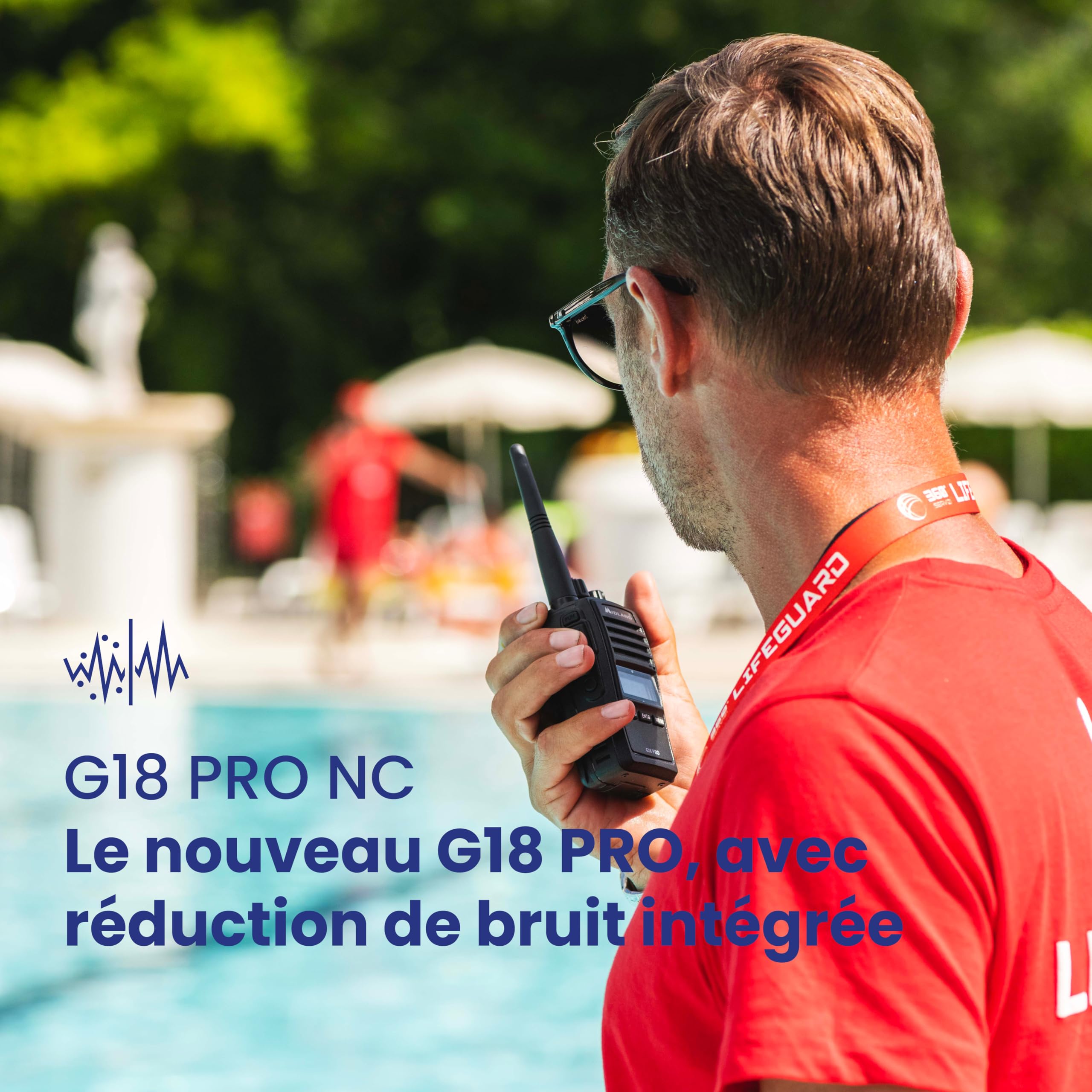 Midland G18 Pro Noise Cancelling C1145.04 - Talkie-Walkie Longue Portée 12Km, 99 Canaux PMR446, Étanche IP67, Autonomie 22H, Fonction Réduction de Bruit, Brouilleur Scrambler et Compander