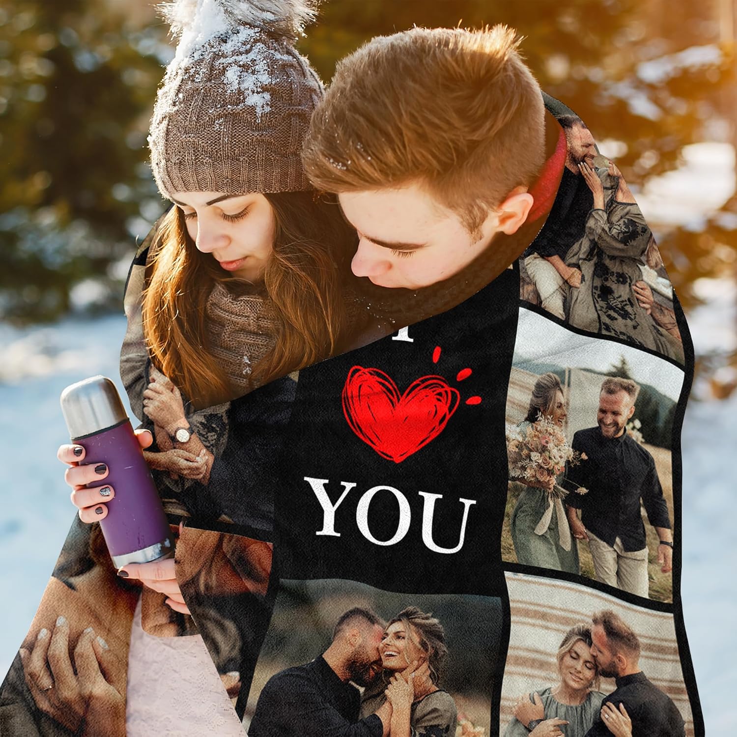 Ship Next Day Personalized Valentines Day Unique Gifts for Boyfriend Girlfriend, Custom Couples Blanket with Photos, Customized Photo Blanket I Love You Birthday Gifts for Wife Husband Him/Her - Image 5