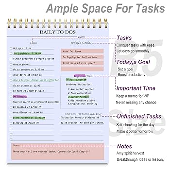 TO DO List Notepad, Note Pads 2 Pack, 8.3" X 5.7"52 Sheets