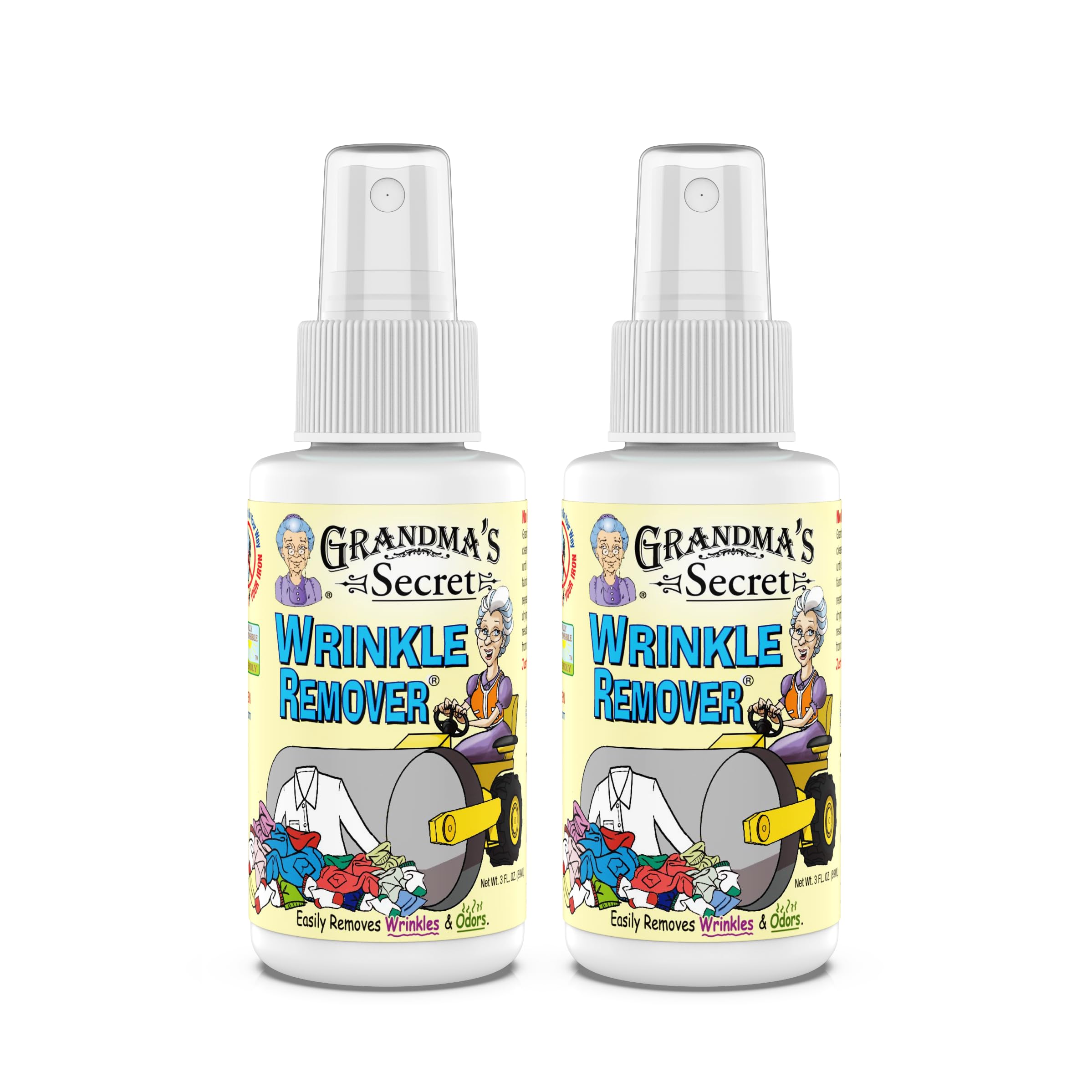 Grandma's Secret Wrinkle Remover - Wrinkle Release Spray, Odor Eliminator, and Fabric Refresher Spray - Chlorine and Bleach Free - 3 oz, 2 Pack