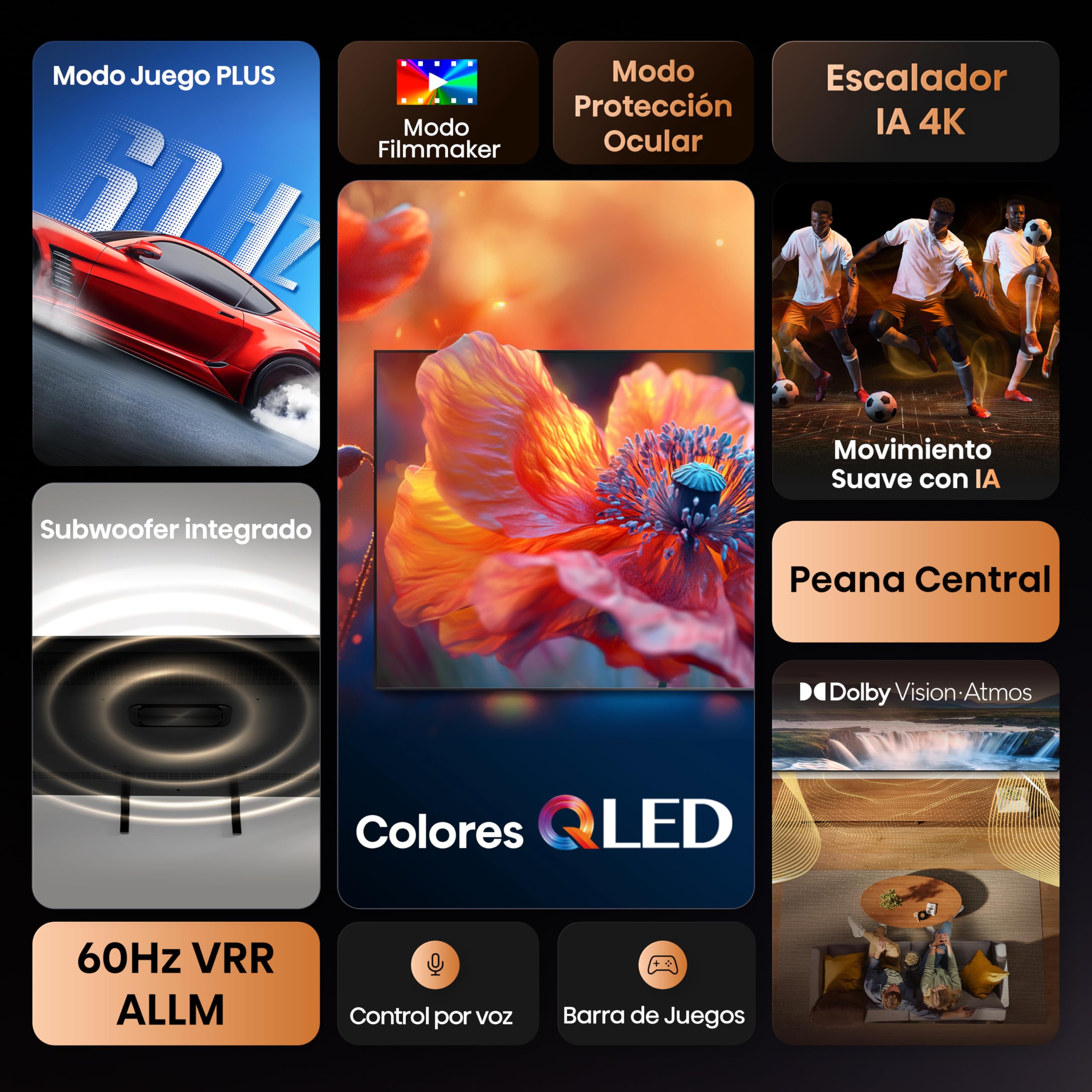 Hisense 50A7Q - QLED Smart TV 50 Pulgadas, Movimientos Suaves IA, Dolby Vision, Dolby Atmos, Subwoofer Integrado, Modo Juego Plus, Modo Deportes IA, Bluetooth & HDMI 2.1, Control por Voz Alexa
