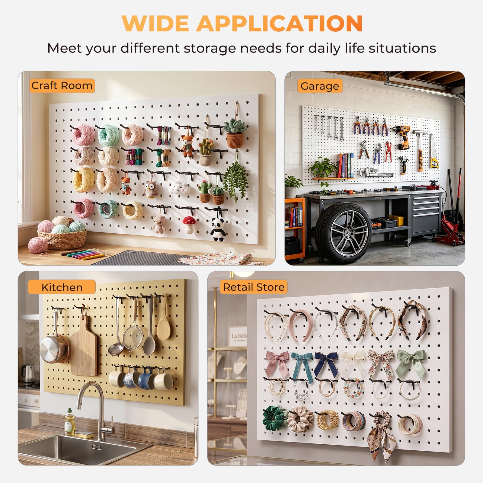 INCLY Pegboard Hooks - 50 Pack -7 INCLY Pegboard Hooks - 50 Pack -7