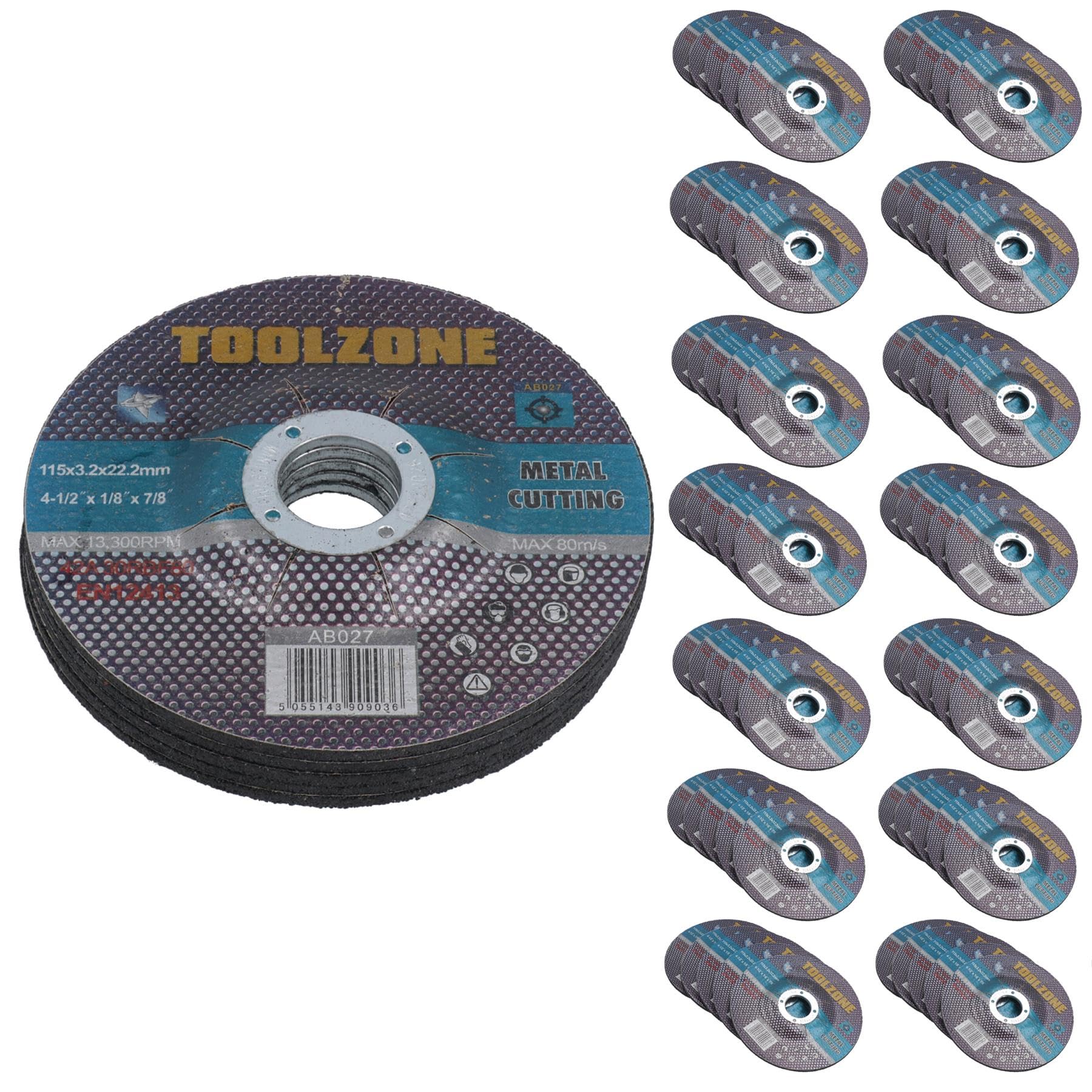 Lot de 100 disques de meulage d'angle pour acier 115 mm