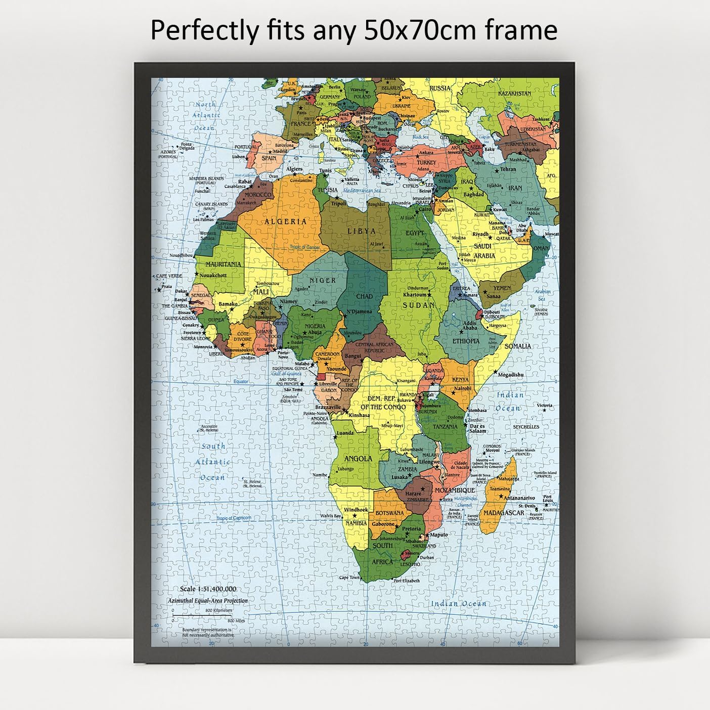 Map of Africa Puzzle for Adults | 1000 Piece Adult Jigsaw Puzzle | Africa Continent Puzzle | Vintage Political Jigsaw Puzzle with Poster