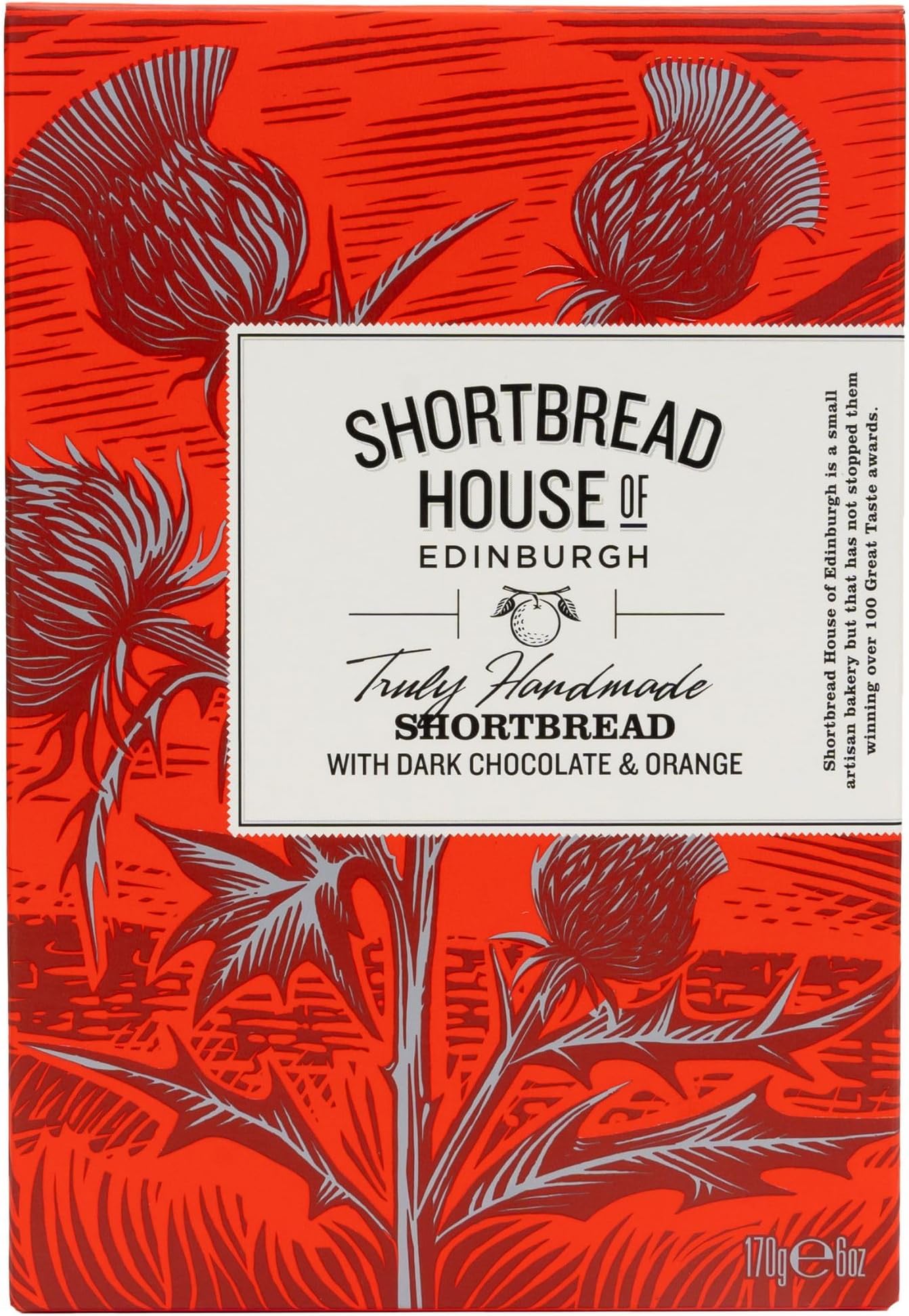 Shortbread House of Edinburgh Truly Handmade Shortbread Fingers with Dark Chocolate & Orange, 6oz Box (Pack of 1)