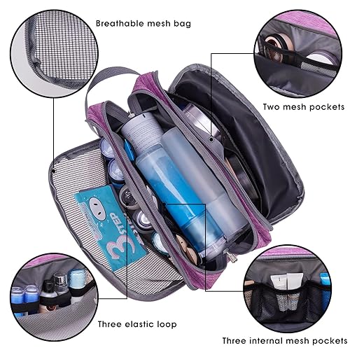 Miniatura 3 de Neceser para hombresmujeres Kit de Dopp colgante resistente al agua Bolsa de afeitar pequeña bolsa de aseo para viajar (púrpura)