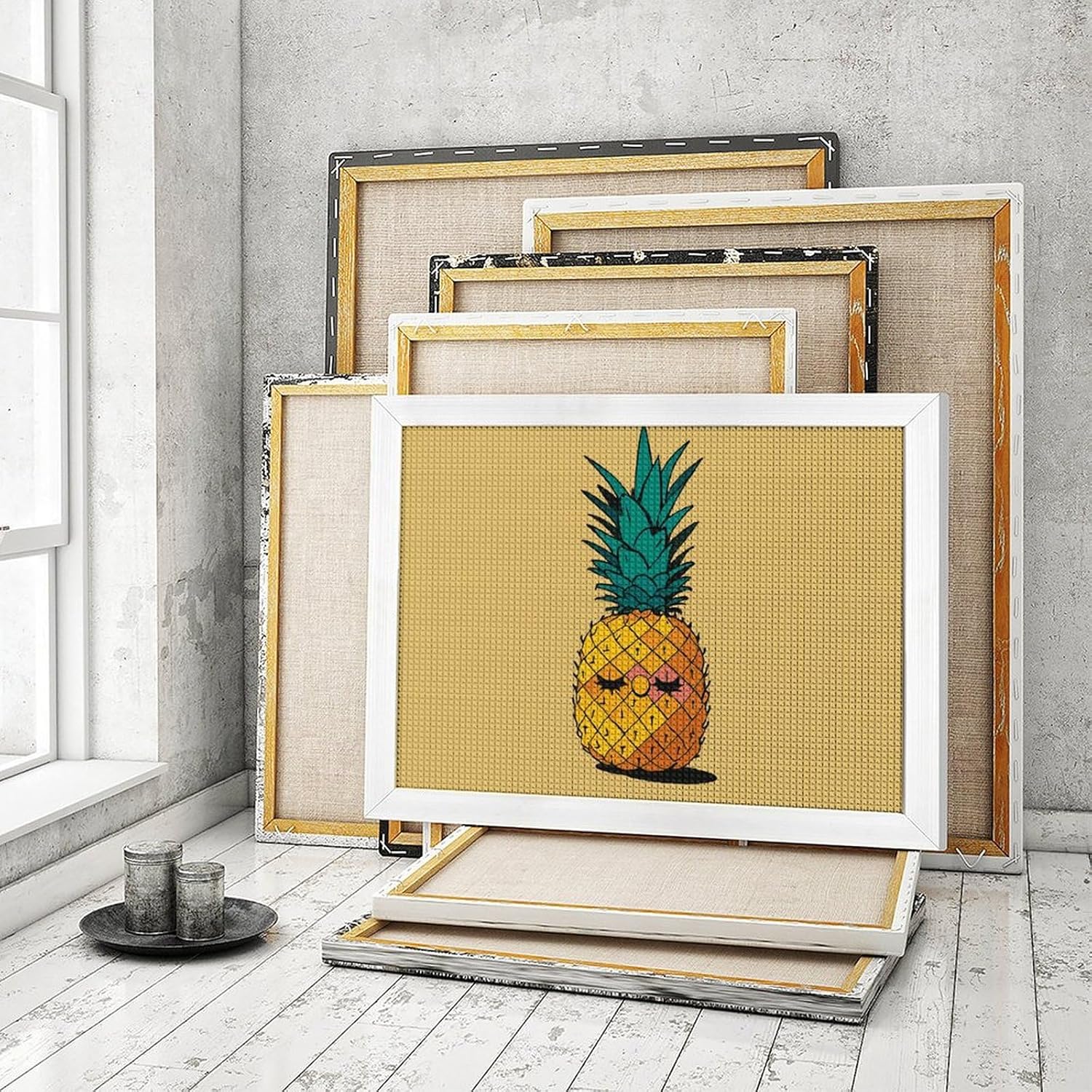 Psych Pineapple Quotes Diamond Painting Kits 19 X 15 Inch Drill Diamond Dots Paintings with Diamonds Full Drill Diamond Art Kit for Wall Decor