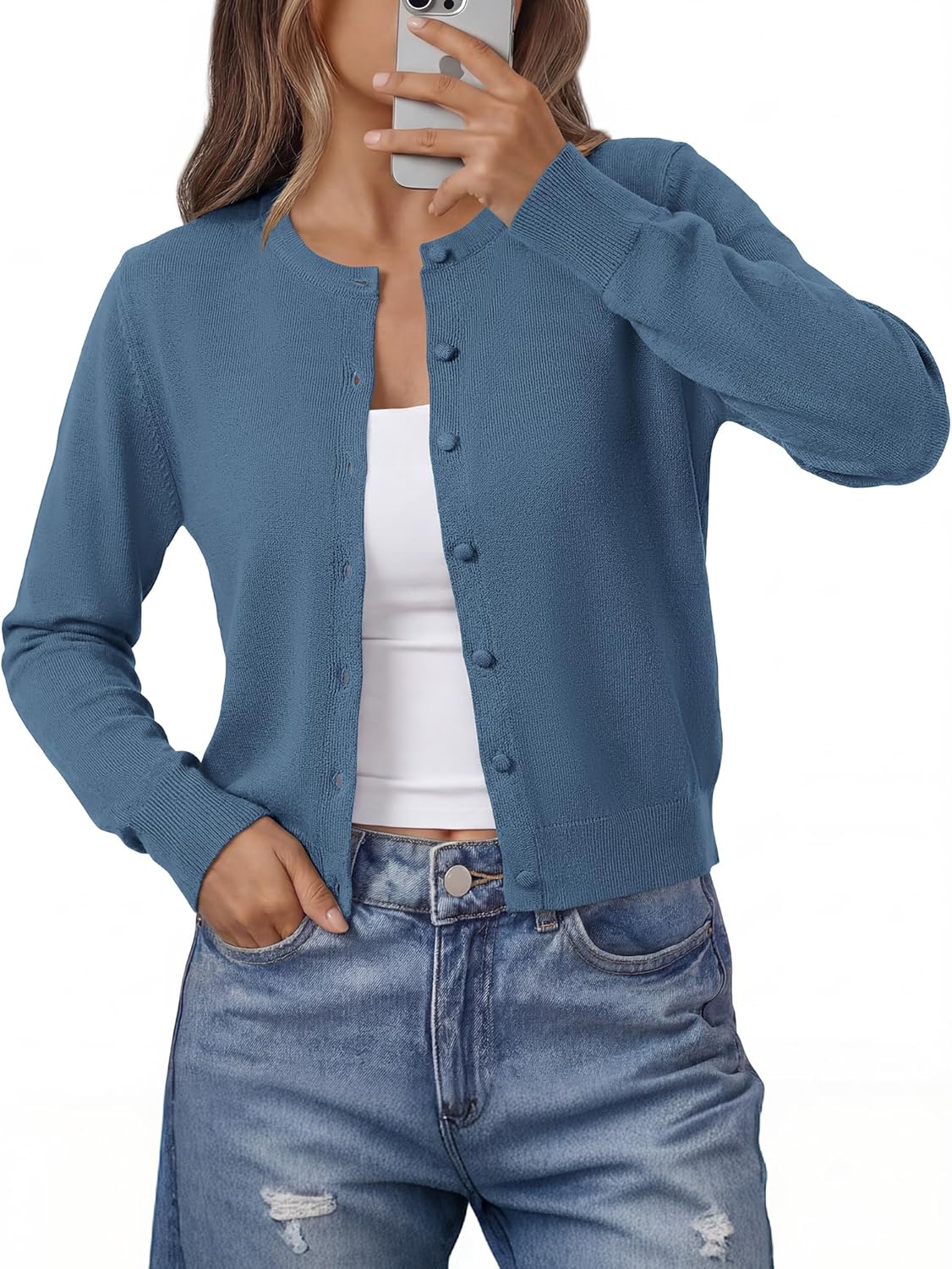 BTFBM Cardigan Sweaters for Women Cashmere Sweater Lightweight Button Down Casual Knit Shrugs Tops Early Spring Fashion