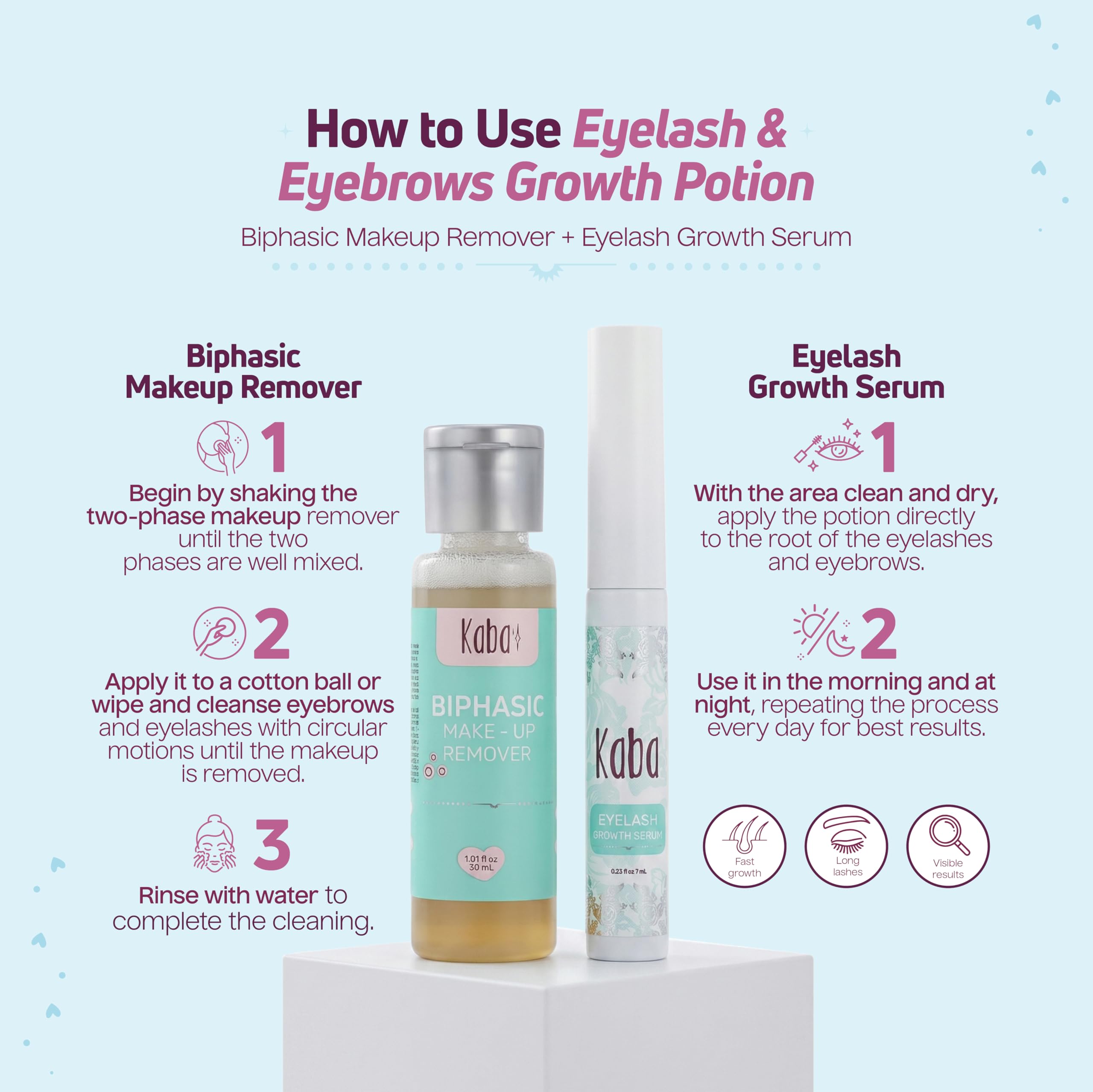 Kaba Eyelash Growth Serum with Makeup Remover Oil