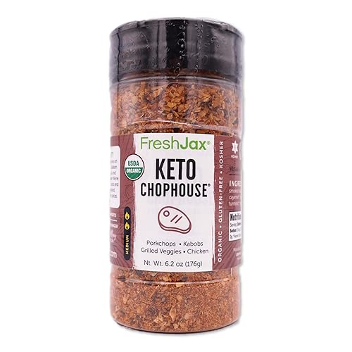 Miniatura 8 de FreshJax Especias orgánicas  Set de regalo Keto Steak BBQ  5 botellas de vidrio tamaño muestra y 2 botellas grandes de plástico de condimentos