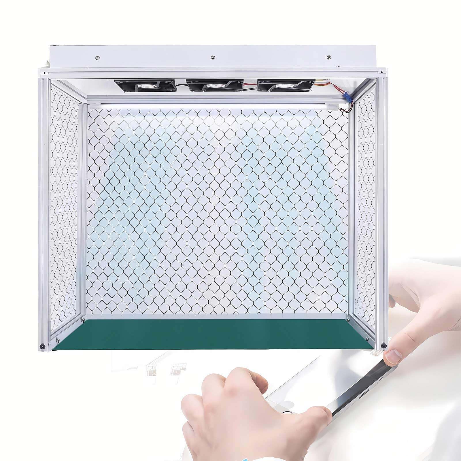 Staubfreier Arbeitsplatz, Tragbare Laminar Flow Haube, vertikale Laminar Flow Haube, Laminar Flow Arbeitsbank für Telefonreparatur Arbeitsplatz und Werkstatt Staubfreie Tisch