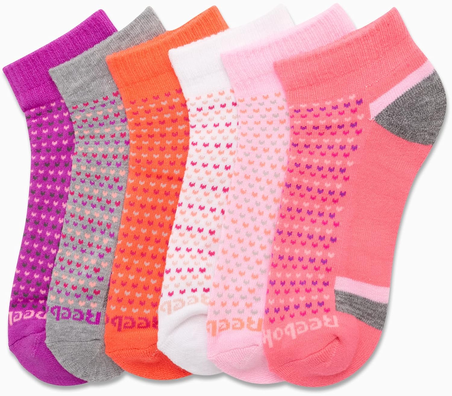 Reebok Girls' Quarter Socks - 6 Pack Moisture-Wicking Low Cut Athletic Ankle Socks for Girls (Sizes: S-L) - Image 4