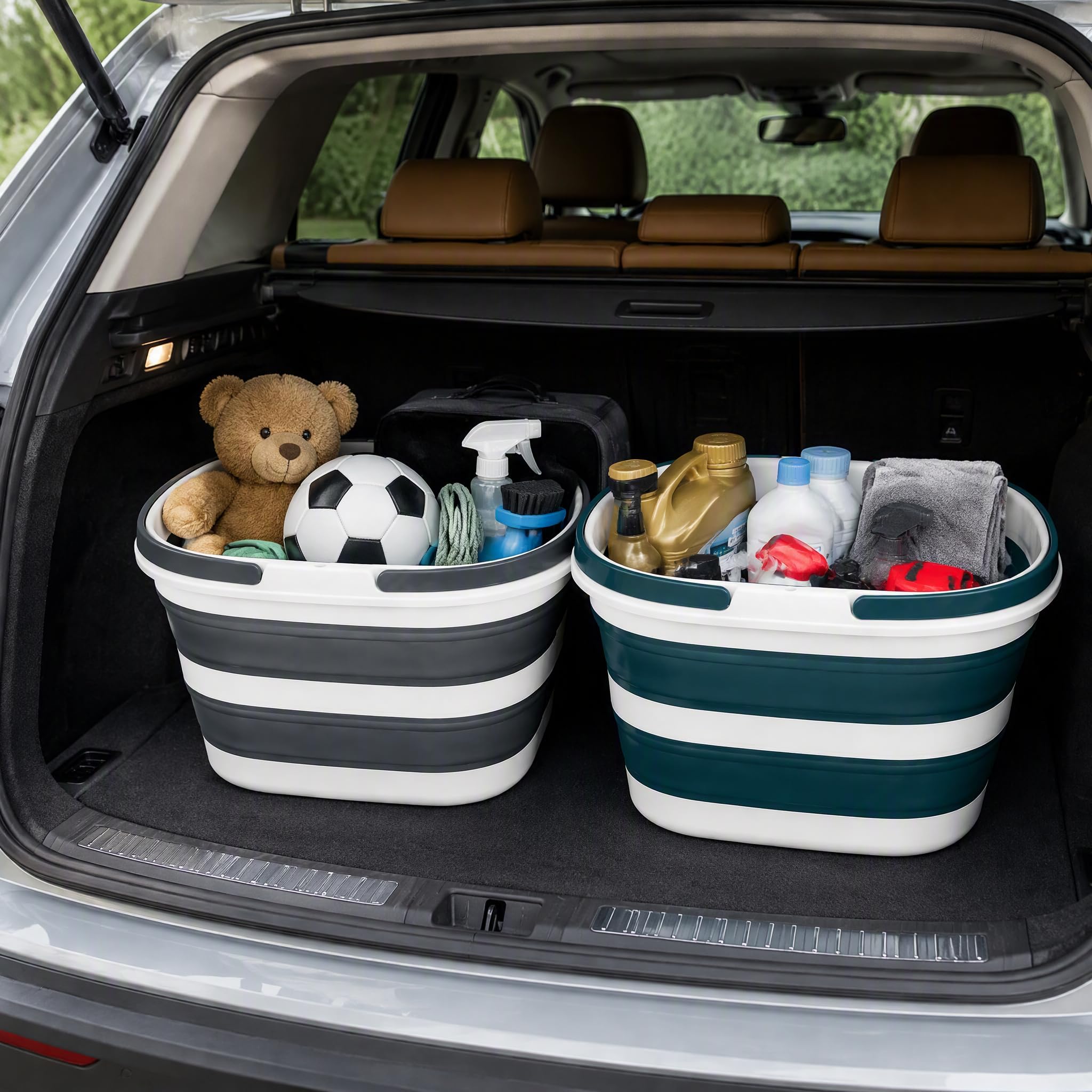 Coloch Lot de 2 seaux à Linge Pliables en Plastique de 16 l avec poignée, Seau à Eau Portable Peu encombrant pour Le Nettoyage de la Maison, de la pêche, du Camping, de la Voiture