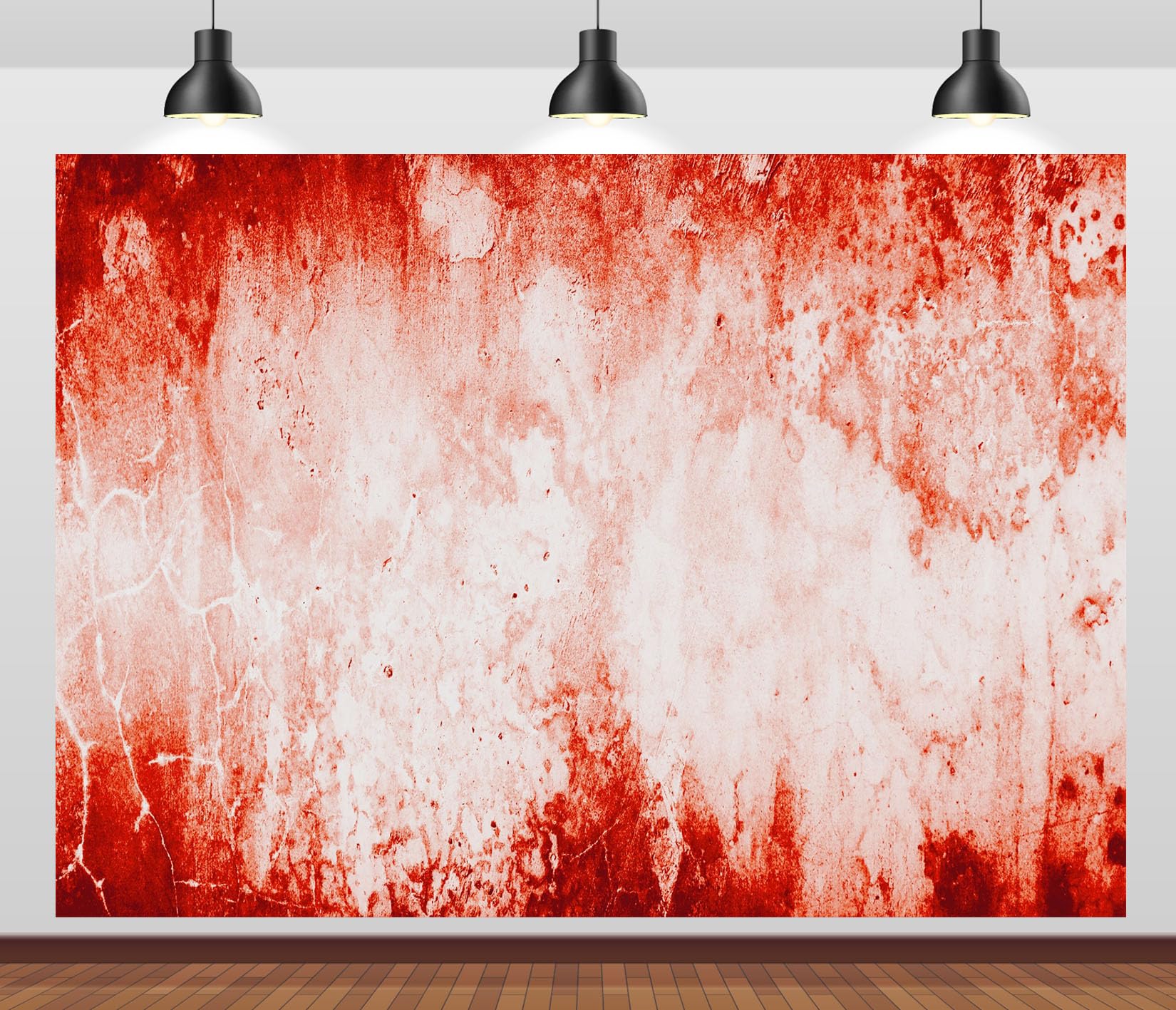 15x10FT (4.6x3m) Muro Grunge Rosso Bianco Usurato Sfondo Fotografico | Texture Astratta Di Cemento Dipinto Fondale In Tessuto,Macchie Cremisi Texture Crepata,Per Eventi Infestati,Photo Booth