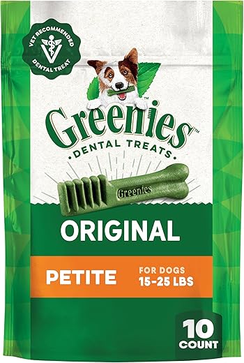 GREENIES Original Petite Natural Dental Care Dog Treats, 6 oz. Pack (10 Treats)