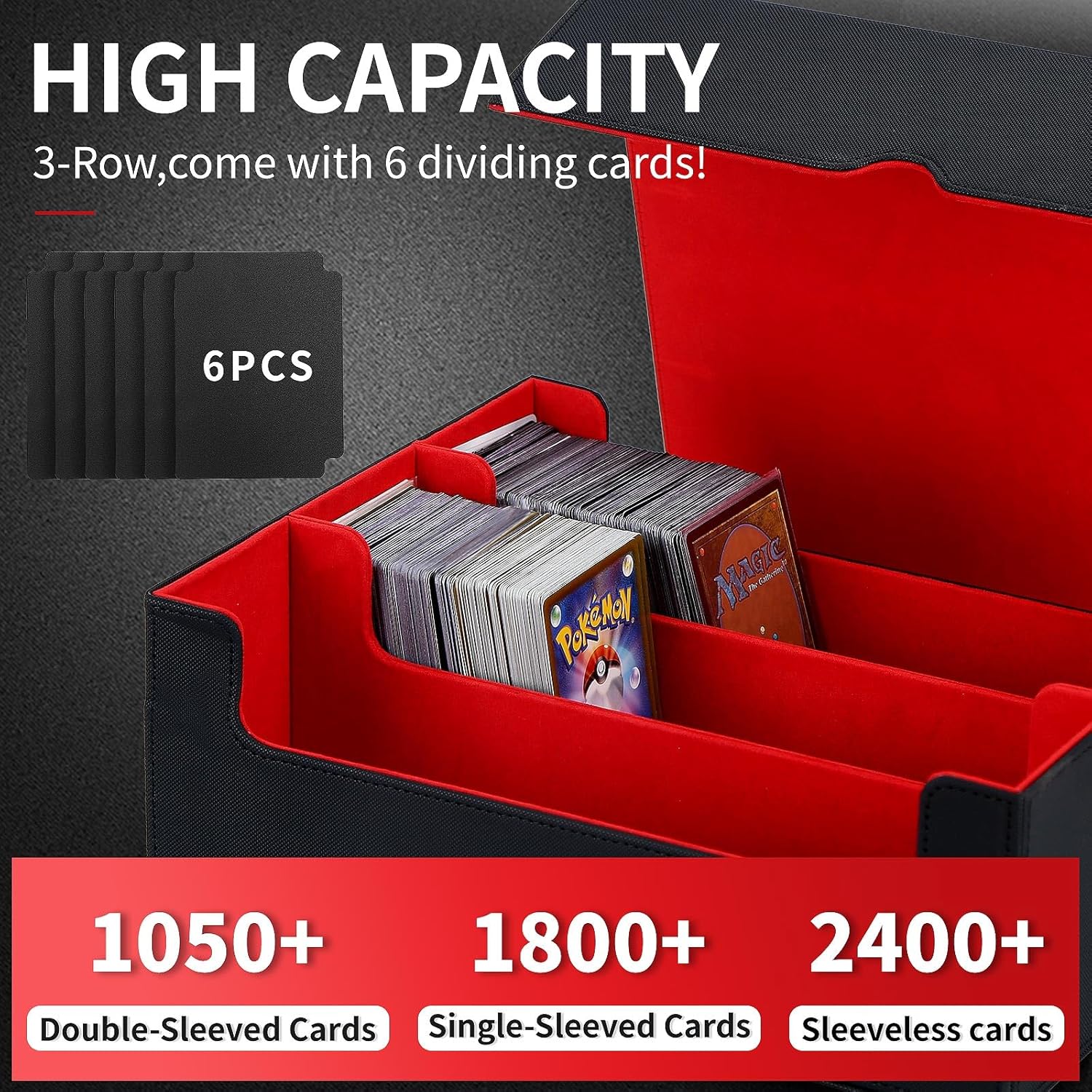 Hot Bee Caja Cartas, Deck Box MTG, TCG, Yugioh, Capacidad Para 2400+ Tarjetas, Cuero, Cierre