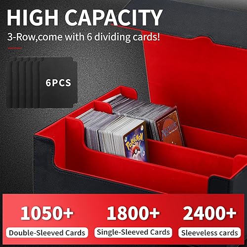 Miniatura 3 de Venssu Caja de cartas para tarjetas MTG con 6 divisores, caja de cubierta de más de 1800 Mtg para tarjetas, caja de almacenamiento de tarjetas de