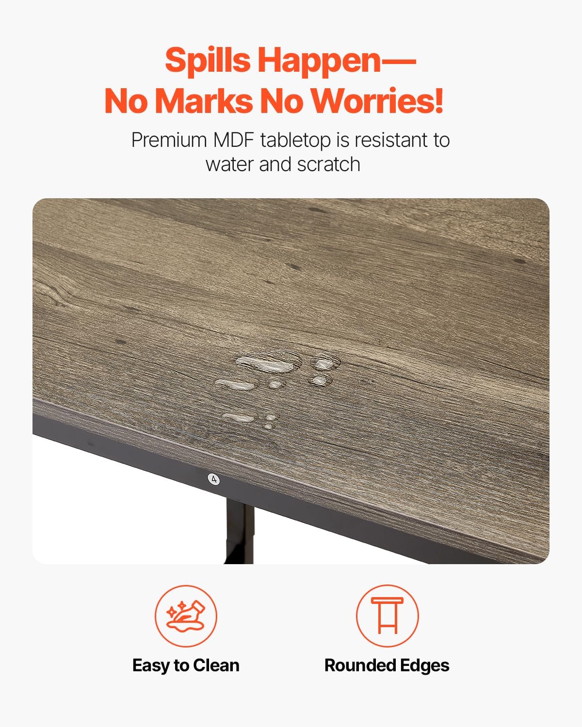 VEVOR Bar Table, Sturdy Metal Frame High Top Pub Table, Small Kitchen Dining, Cocktail Coffee Counter Bar Height Desk, Easy to Assemble, 24x24x36 in, for Living Room Party, Rustic Brown and Black