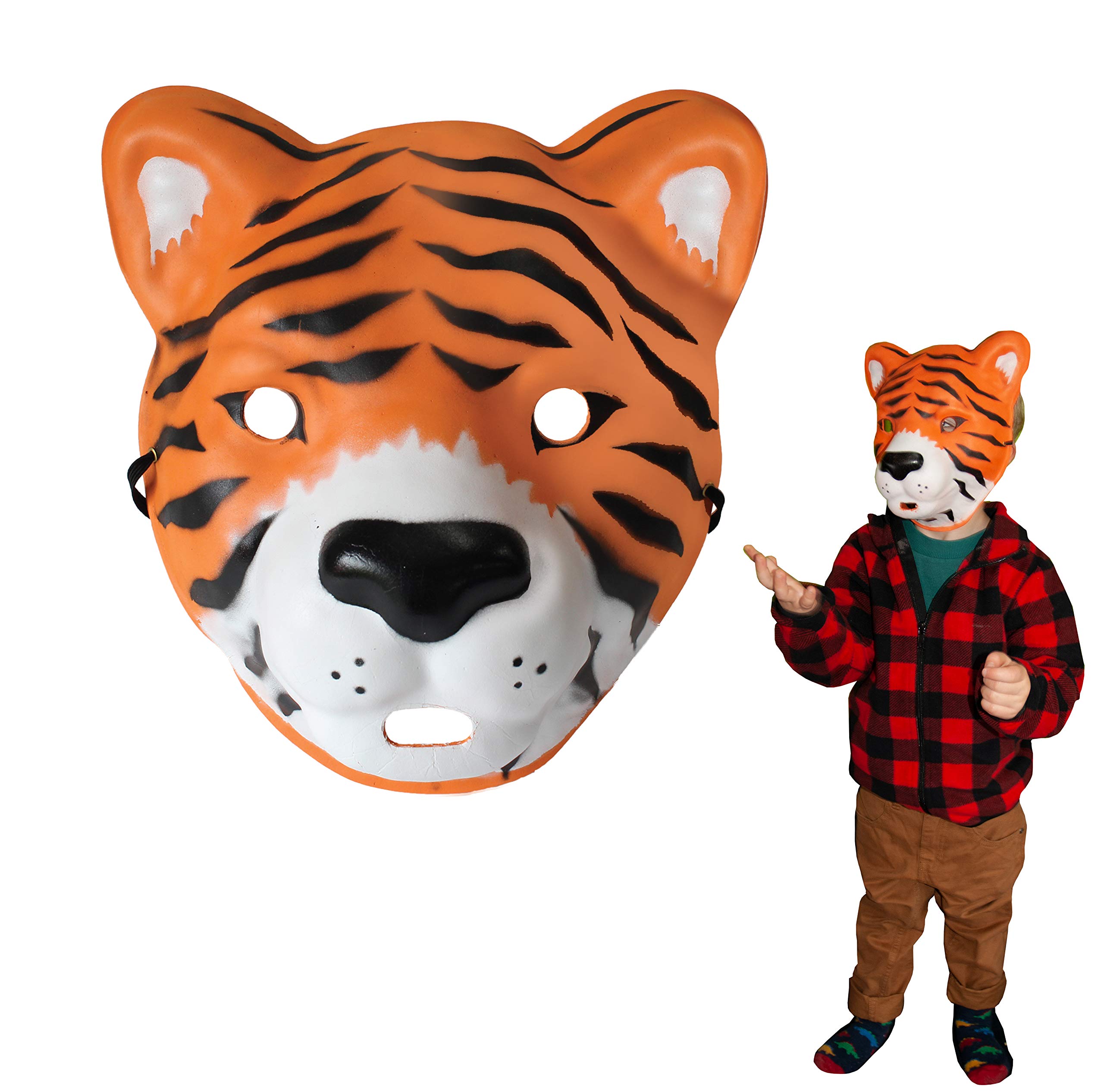 Deluxebase Wild Faces - Tiger Realistic Tiger Mask for Kids, Soft Foam Animal Face Mask for Dress-Up, Roleplay & Pretend Play, Lightweight, Comfortable Costume Mask for Children.