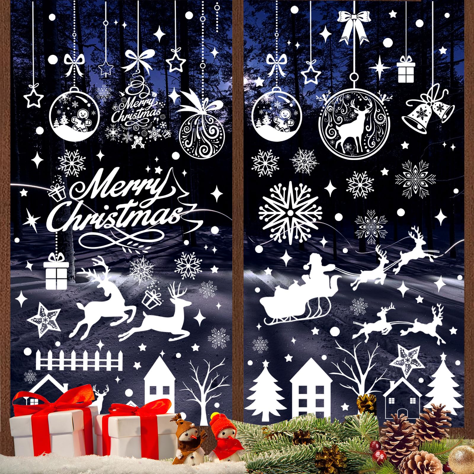 Raamsticker Kerstman met Arreslee