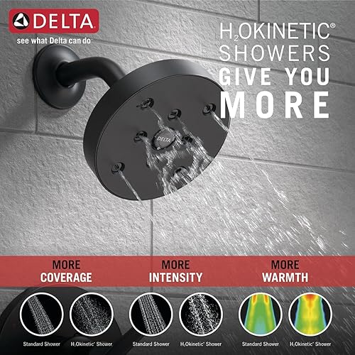 Miniatura 6 de Delta Faucet Trinsic Serie 14, juego de ducha de una sola función con cabezal H2Okinetic de un solo pulverizador, cromado T14259 (válvula no