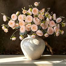 INQCMY Faux Silk Peony Real Touch Artificial Flowers for Vase Home Decor | 6 PCS Fake Flowers Branches with Flexible Wired Stems for DIY Bouquet Centerpieces Wedding Arrangements Shower Decoration