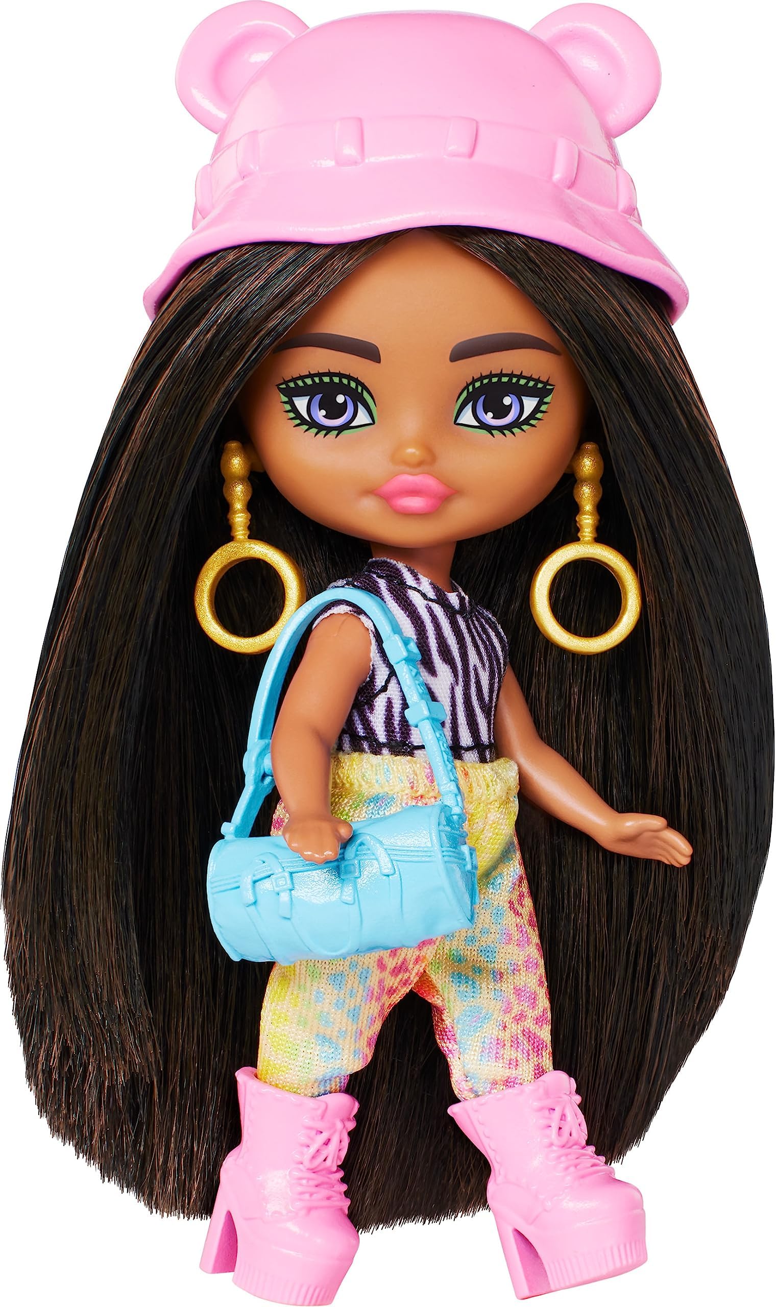  Extra Mini Minis Travel Doll with Safari Fashion, Animal Print Outfit and Styling Accessories, Extra Fly Small Doll, HPT57