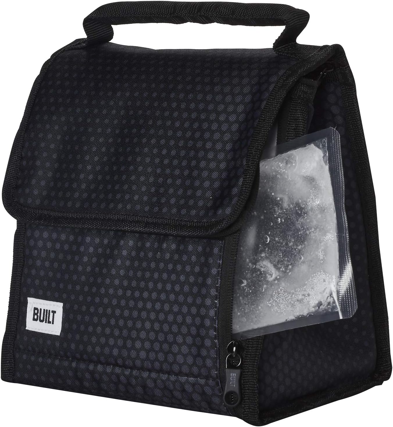 BUILT Gel Cube Polyester Freezable Lunch Tote -Lightweight, Insulated and Reusable Midnight Microdot 5238349