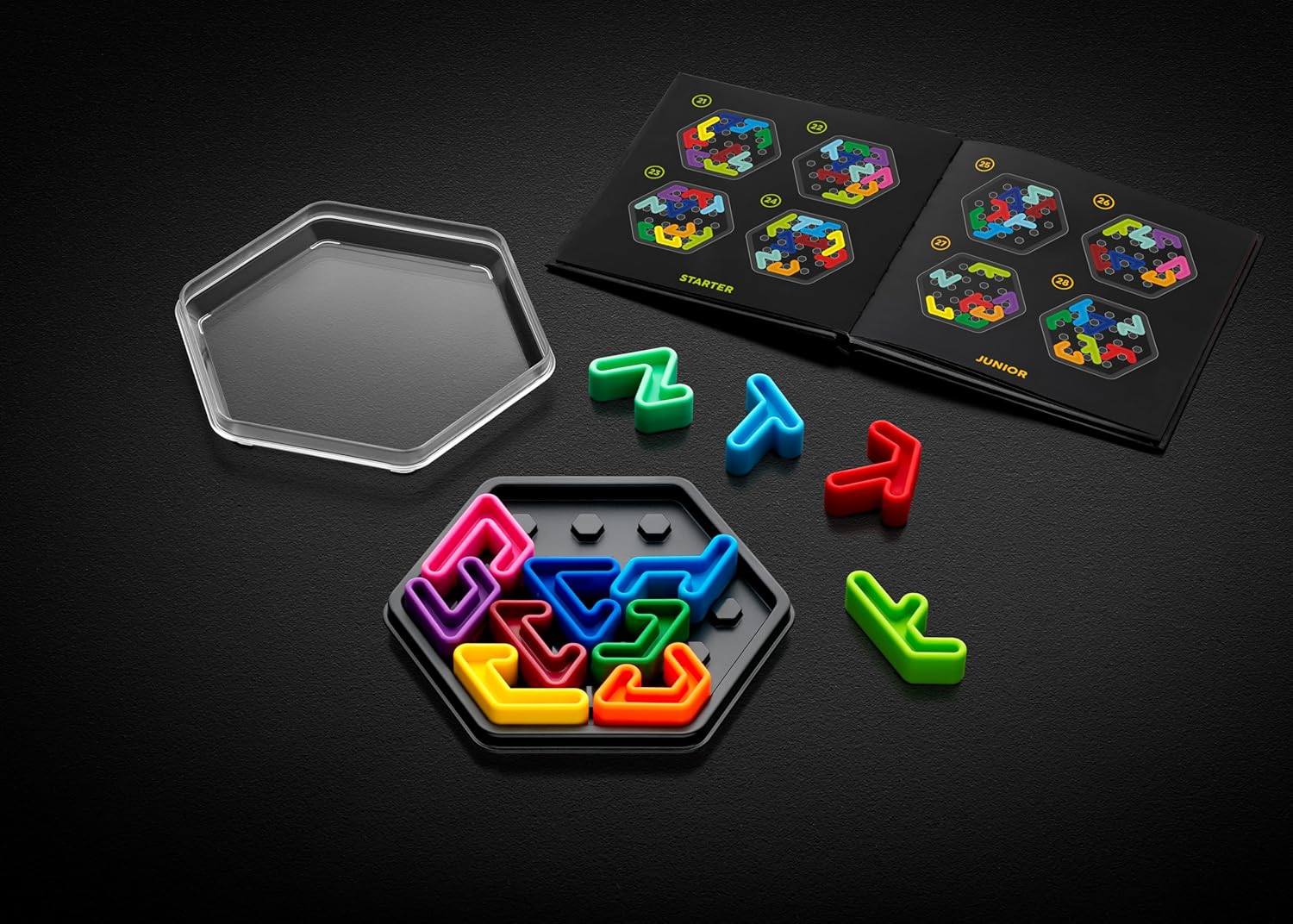 SmartGames IQ Deluxe: Hexagon - A New IQ Series from for Ages 14 to Adult, Featuring a Larger, Deluxe Travel Case and 120 Challenges.