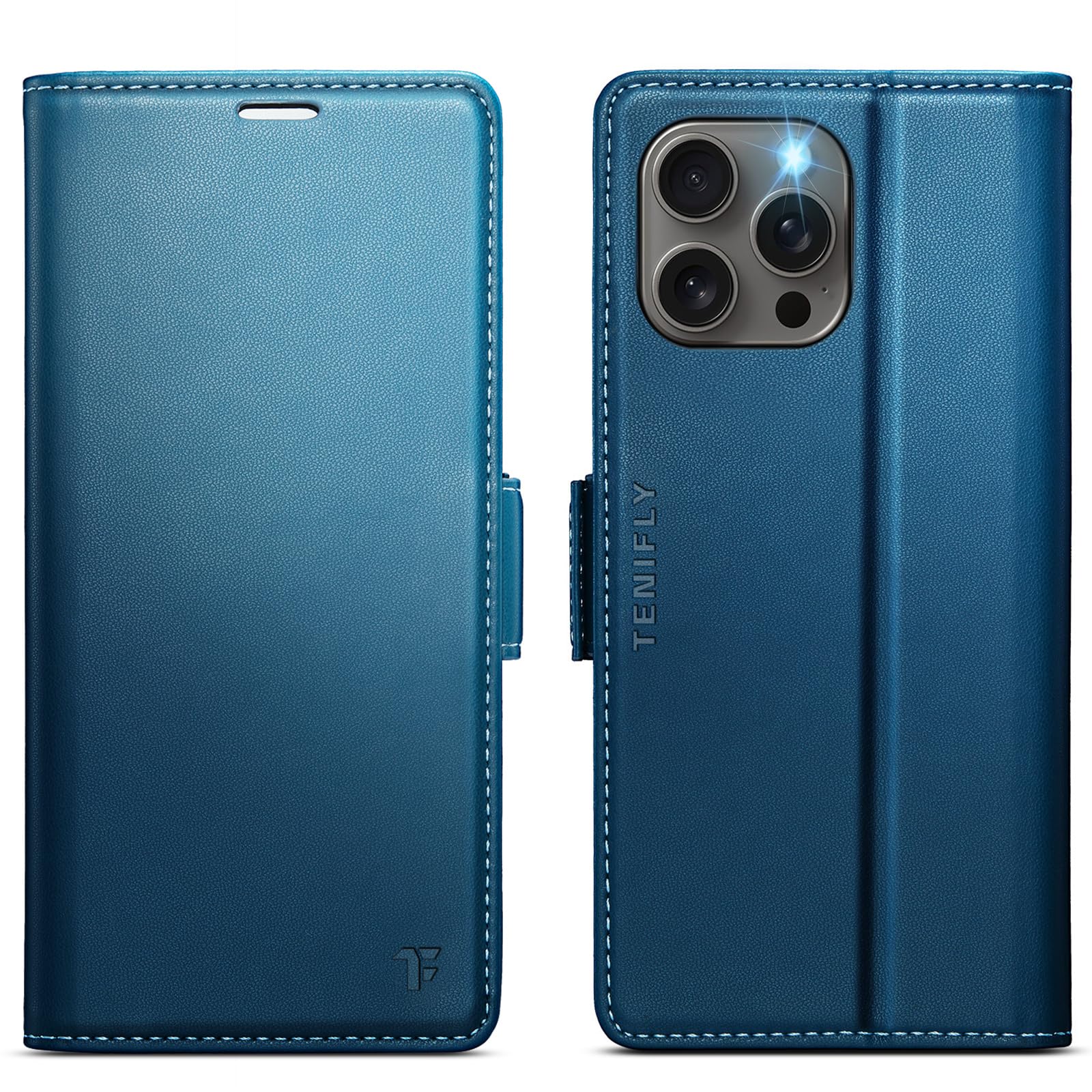 Photo 1 of Tenifly for iPhone 14 Pro Max Case Wallet with RFID Blocking Card Holder, PU Leather Kickstand Protective Flip Phone Cover Fit for iPhone 14 Pro Max 6.7", Blue