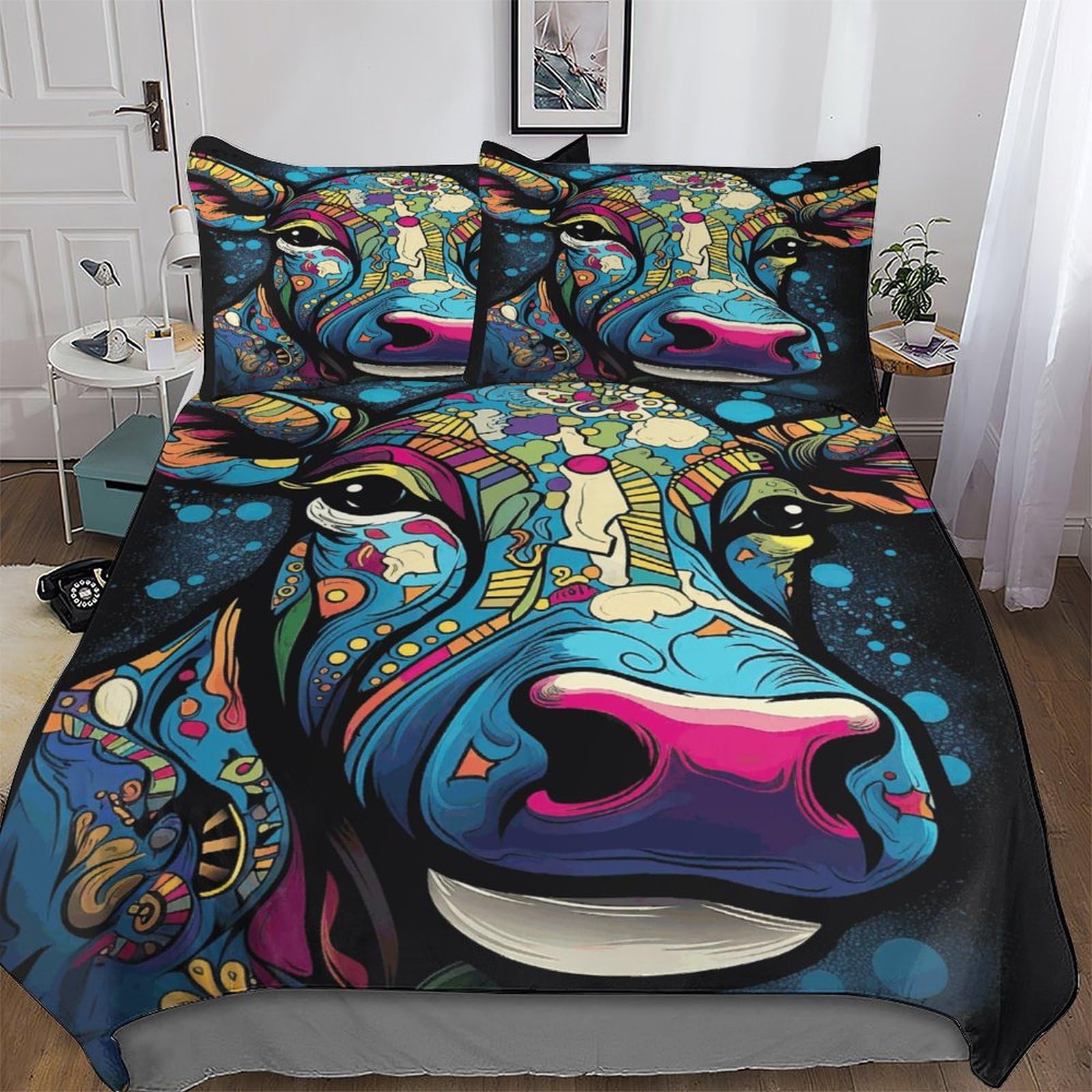 Housse de couette motif vache psychédélique pour transformer votre chambre