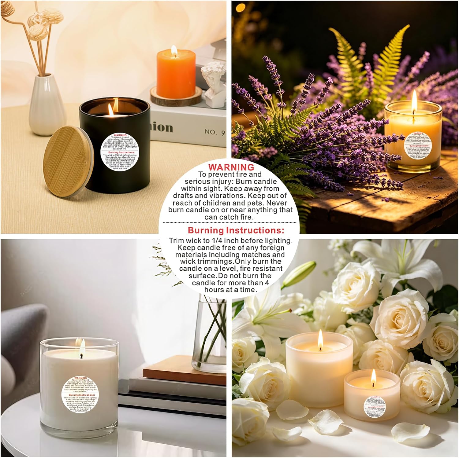 1 Inch Candle Warning Labels, 2000 PCS Mini Round Safety Stickers