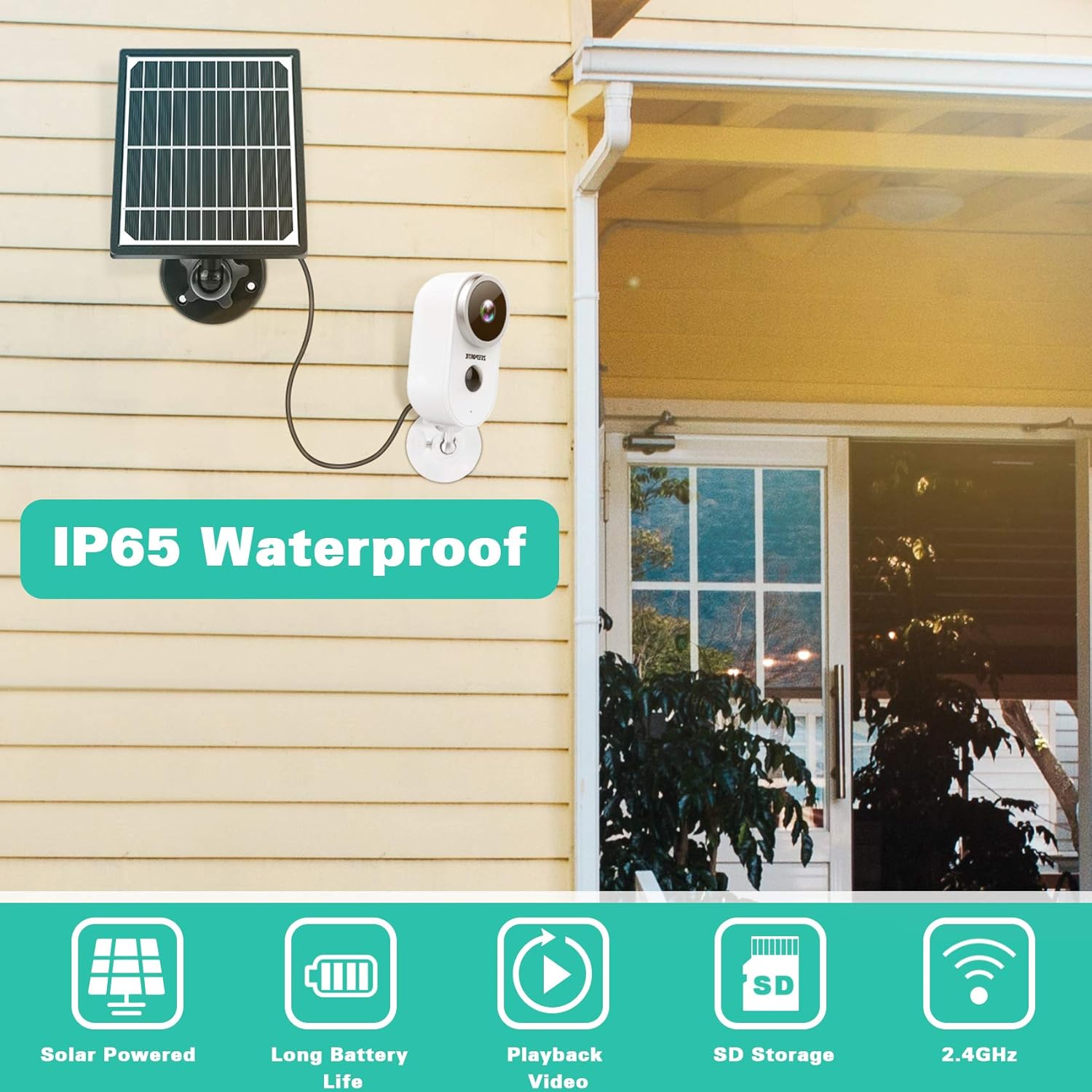 ZEEPORTE CAMERA Outdoor Security Camera System Wireless, 1080P Solar Powered Home System Rechargeable Battery, Waterproof, Motion Detection, 2-Way Audio, Night Vision, SD Storage Solar Panel 2 ZEEPORTE CAMERA Outdoor Security Camera System Wireless, 1080P Solar Powered Home System Rechargeable Battery, Waterproof, Motion Detection, 2-Way Audio, Night Vision, SD Storage Solar Panel