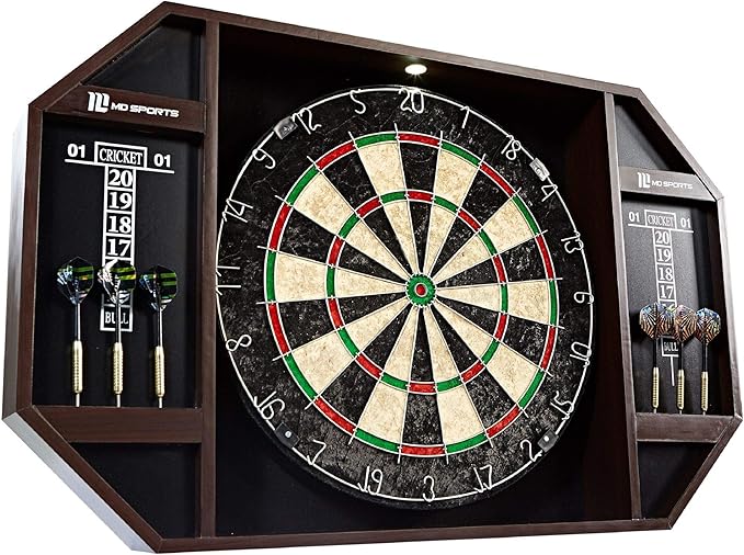 Barrington MD Sports Bristle Dartboard Set with LED Light and 6 Steel Tip