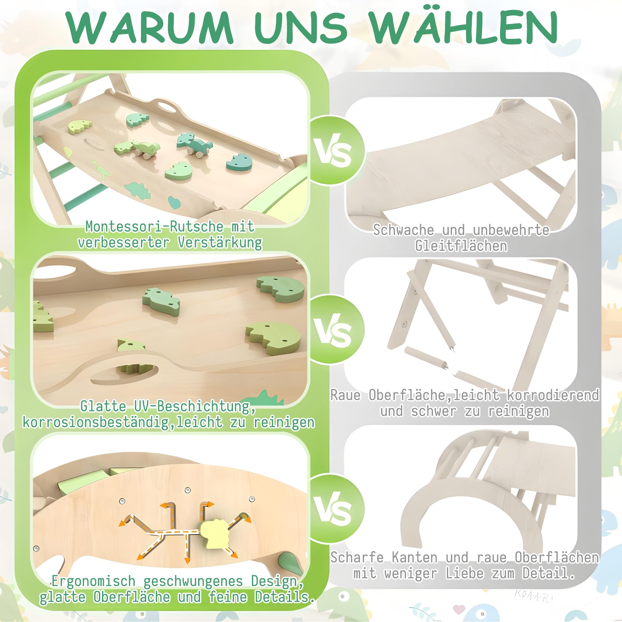 Montessori 9 in 1 Set da Gioco per Arrampicata per Bambini con Cuscino e Scivolo
