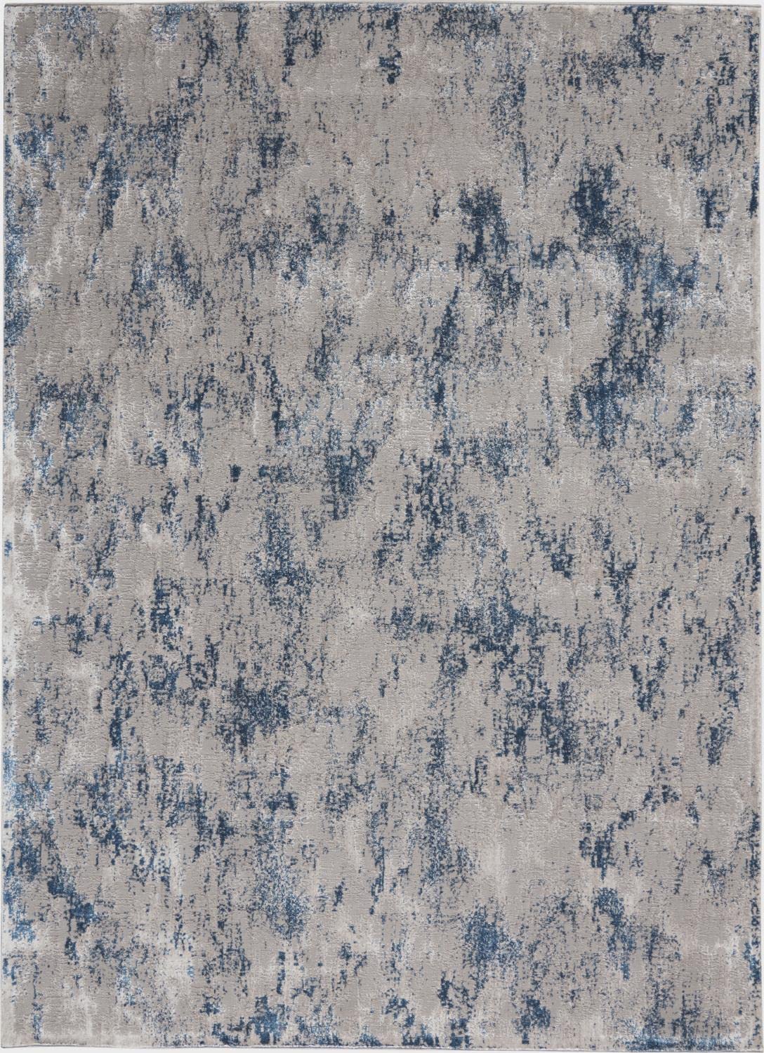 Kathy Ireland Ki40 Royal Terrace Floral Grey/Blue 5'3" x 7'3" Area -Rug, Easy -Cleaning, Non Shedding, Bed Room, Living Room, Dining Room, Kitchen (5x7)
