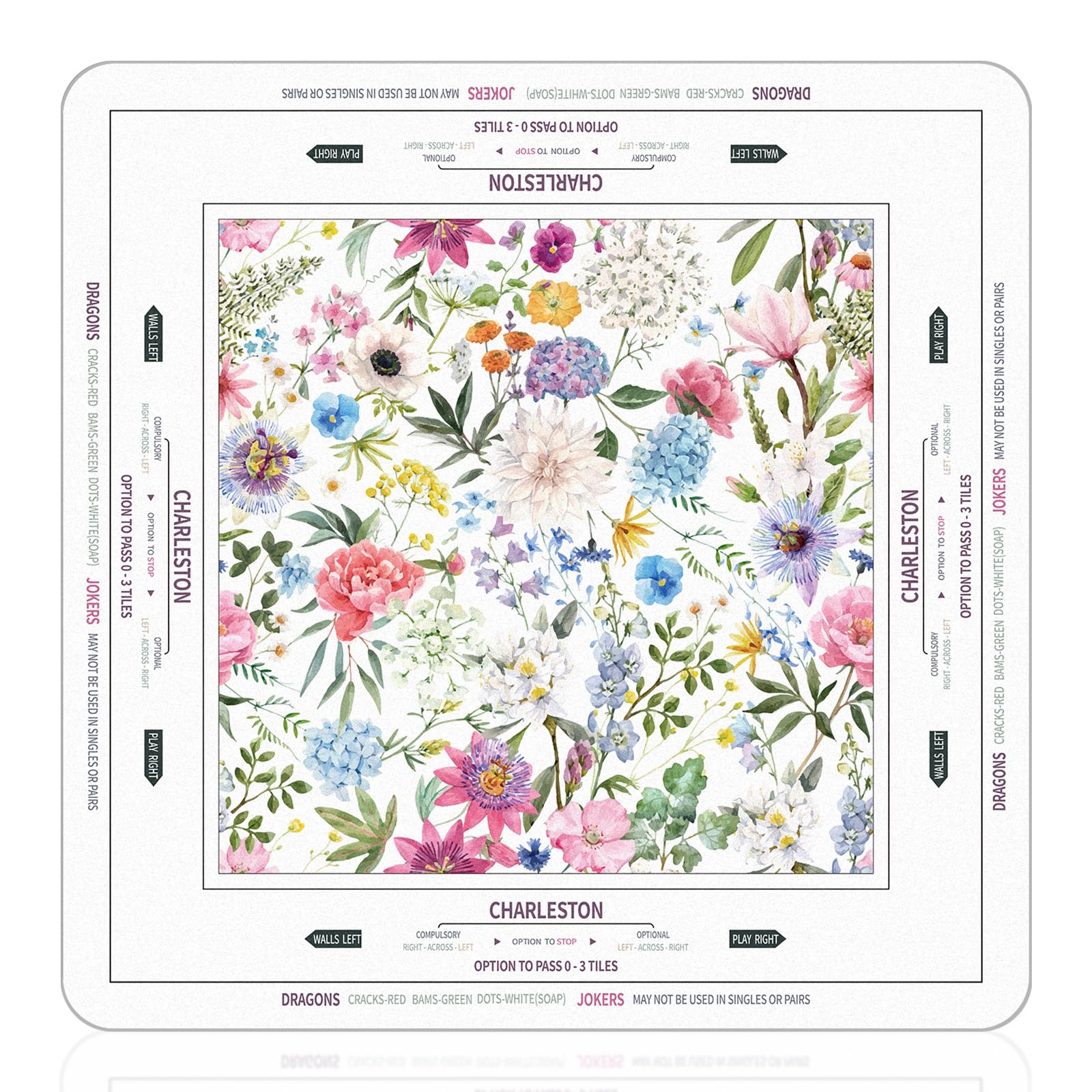 Photo 1 of Tegeme Large Mahjong Mat 31.5 x 31.5 Inch Chinoiserie Flower Mahjong Mat Anti Slip Game Rug for American Mah Jong Game Table Card Board Tile