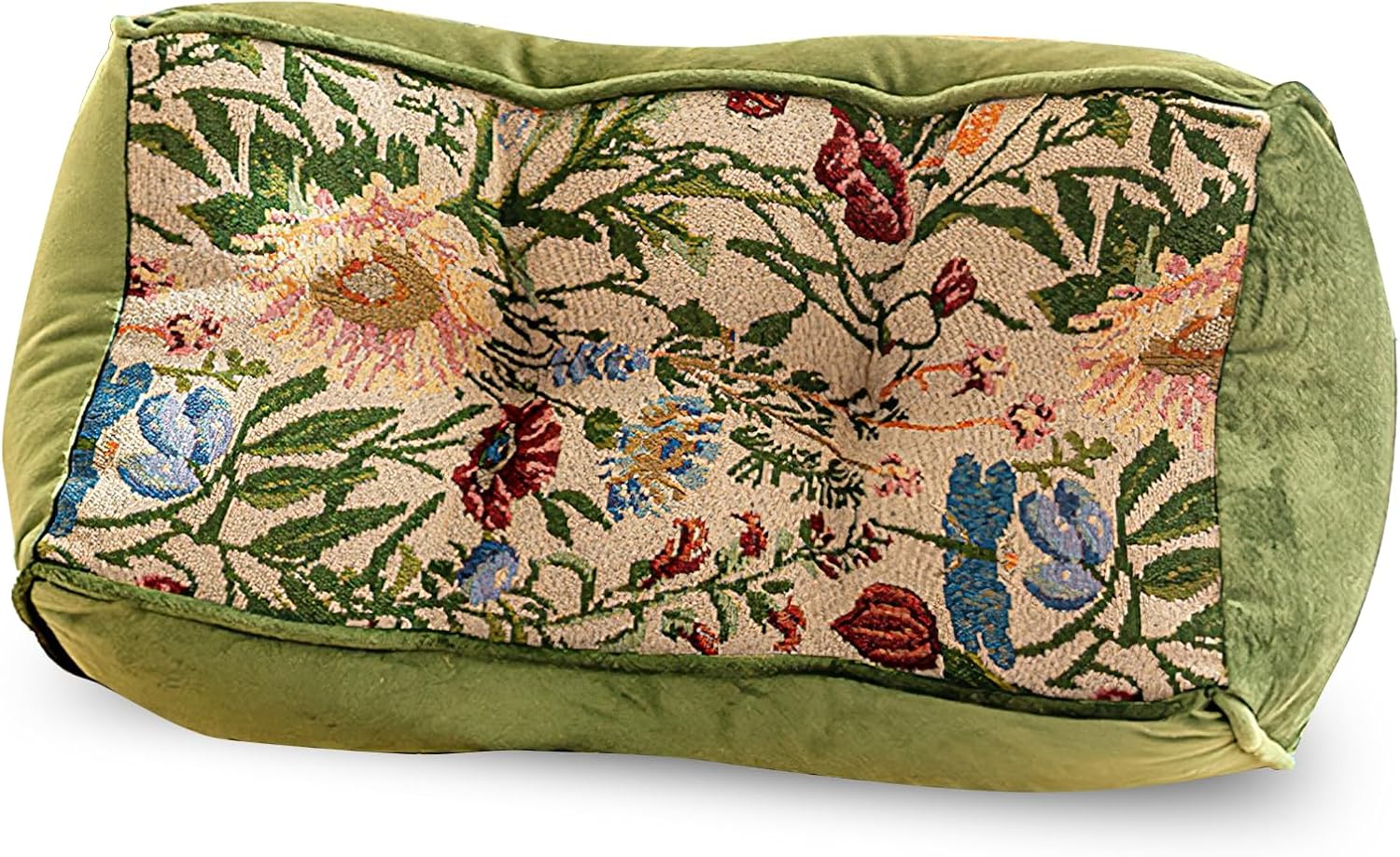 15-Inch Printed U-Shaped Lumbar Pillow – Country Style Decorative Throw Cushion for Bed, Sofa, Living Room, and Home Decor (Green)