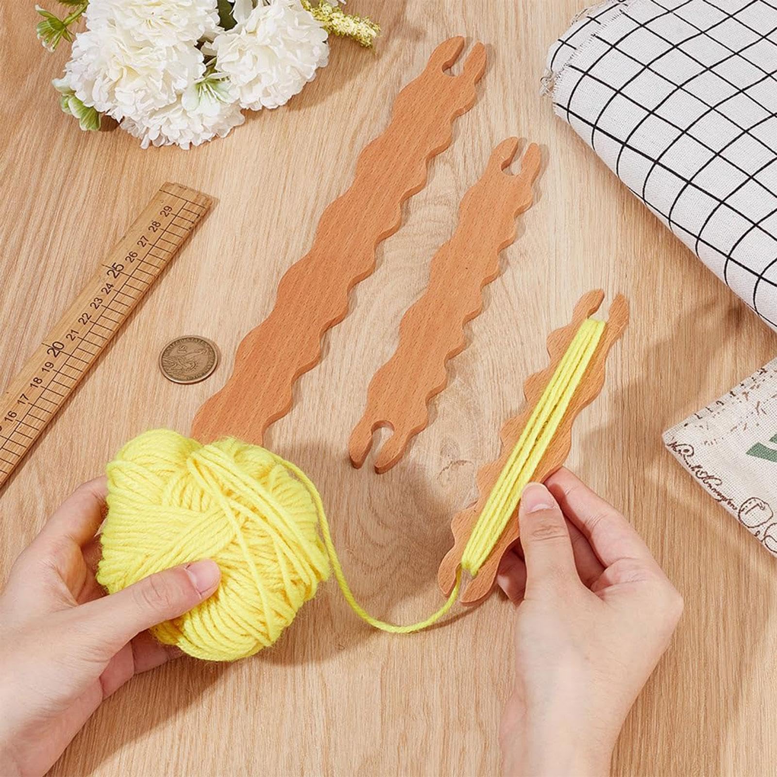 SNAPPSY 3X Wood Hand Loom Stick Weaving Tool for Rug Making Making Sweaters Tapestry-image-38