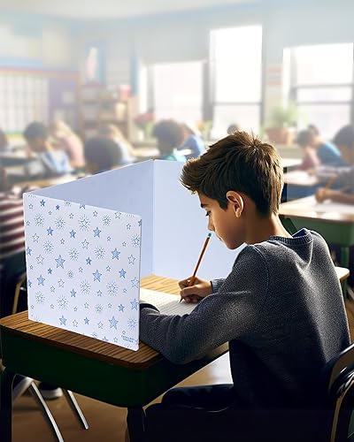 Paquete de 26 carpetas de privacidad Super Stars para estudiantes, separadores de prueba de plástico duraderos e impermeables para escritorios de