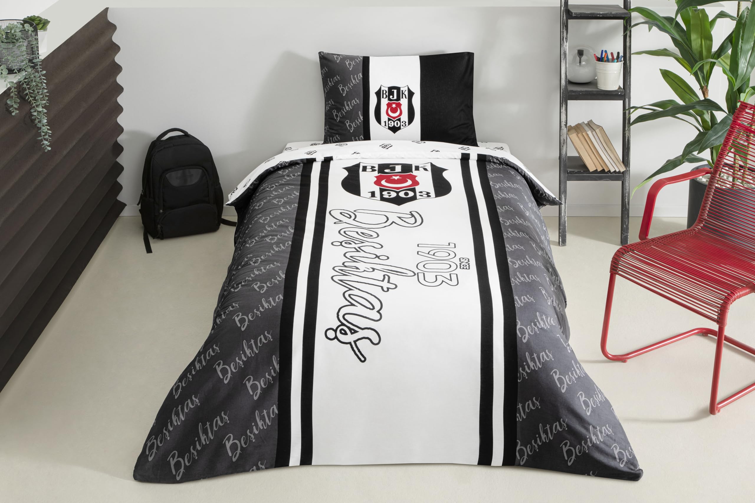 Beşiktaş 1903 Glow Düz Pamuk Nevresim Takımı, Çok Renkli, Tek Kişilik