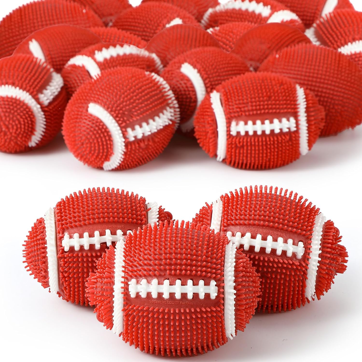 Soulchen 12 Pcs Puffer Football 4 Inch Spiky Sensory Footballs Bulk Bouncy Mini Football Stress Ball Relief Items for Fidget Anxiety Prizes Party Favors