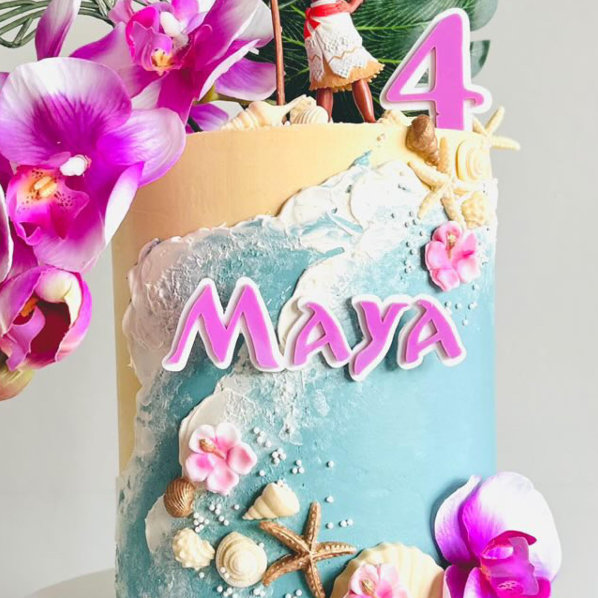 Personalised White and Hot Pink Cake Topper, perfect for Moana Cakes