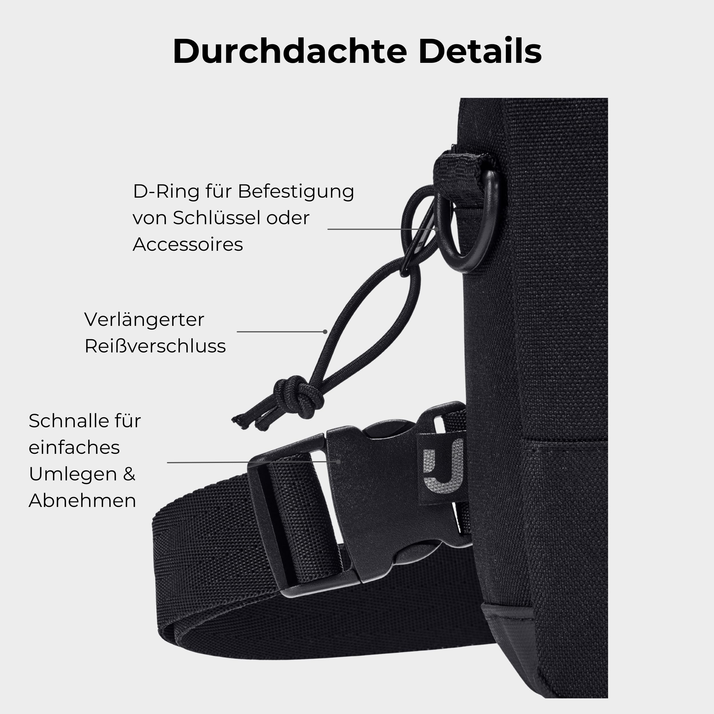 Johnny Urban Brusttasche Herren & Damen - Arthur - Sling Bag mit verstellbarem Gurt für Freizeit, Festival, Urlaub - Umhängetasche mit Platz für Handy, Schlüssel, Geldbörse