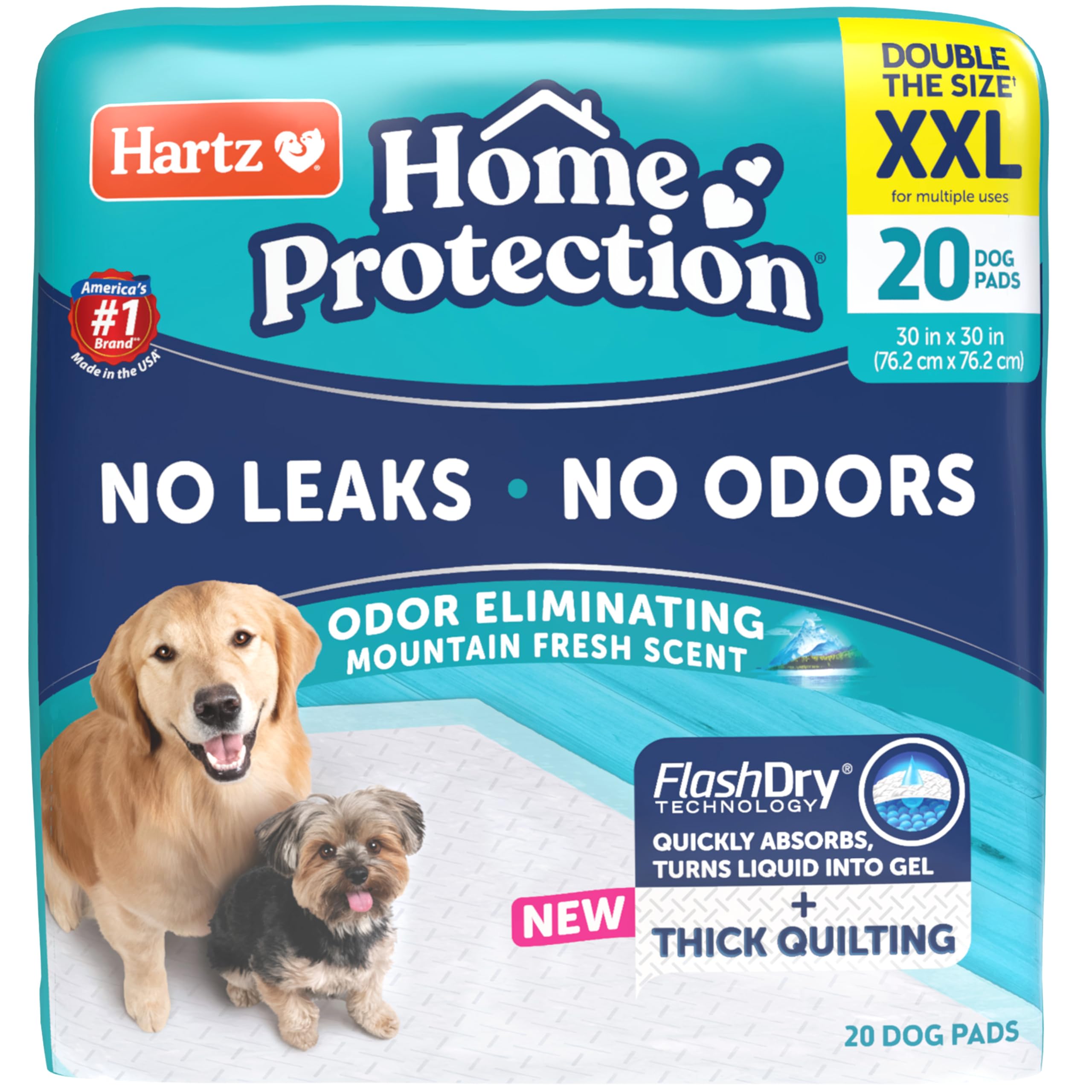 Home Protection Super Absorbent Odor Eliminating Mountain Fresh Scented No Leak Dog Pads, XXL 20 Count